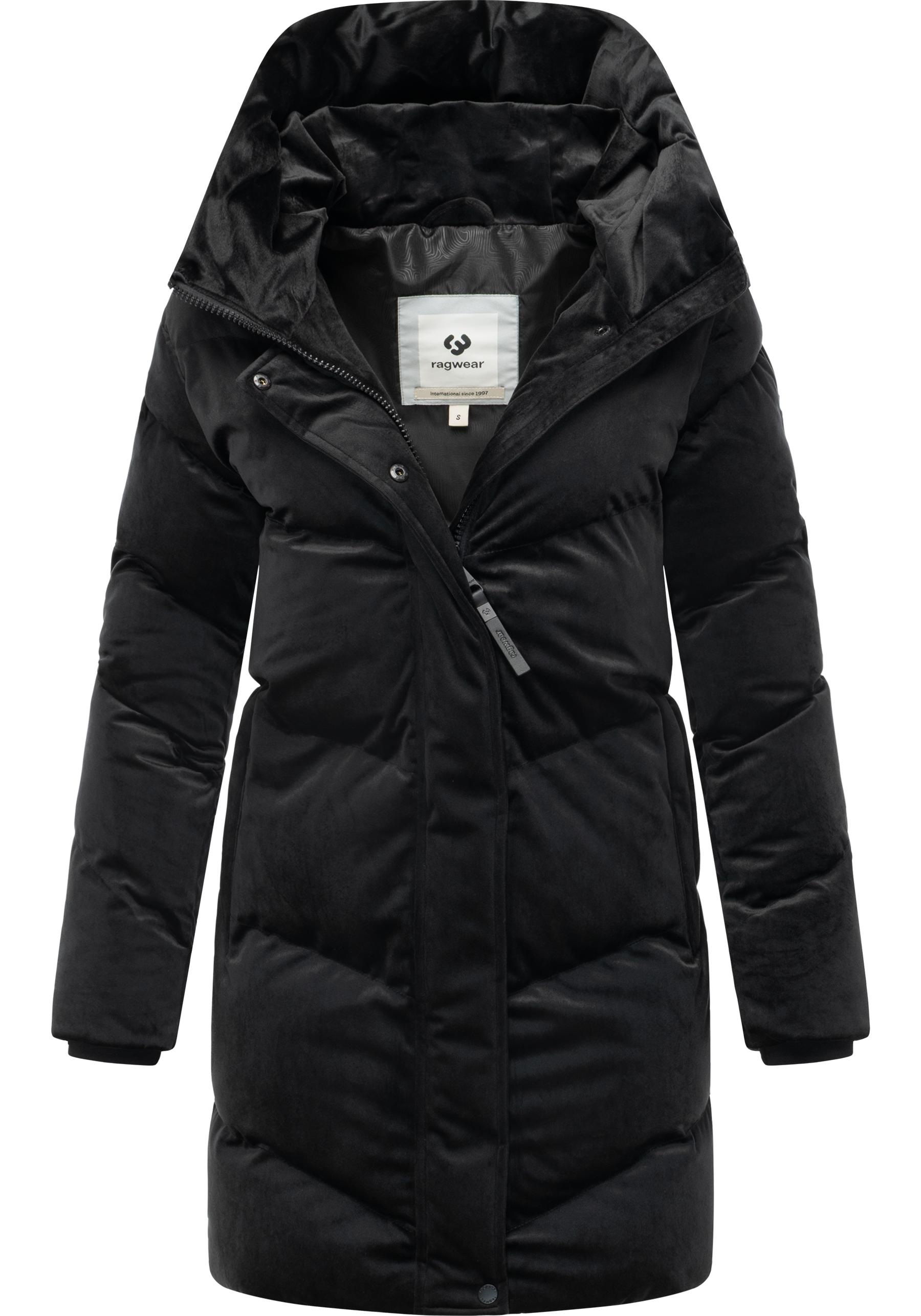 Kurzmantel RAGWEAR "Avelin Velvet YOUMODO", Damen, Gr. XL (42), schwarz, Obermaterial: 100% Polyester; Innenfutter: 100% Polyester; Wattierung: 100% Polyester, gerade ca. Mitte Oberschenkel, hoch geschlossener Ausschnitt, Ärmel ohne Ärmelschlitz elastisch 3