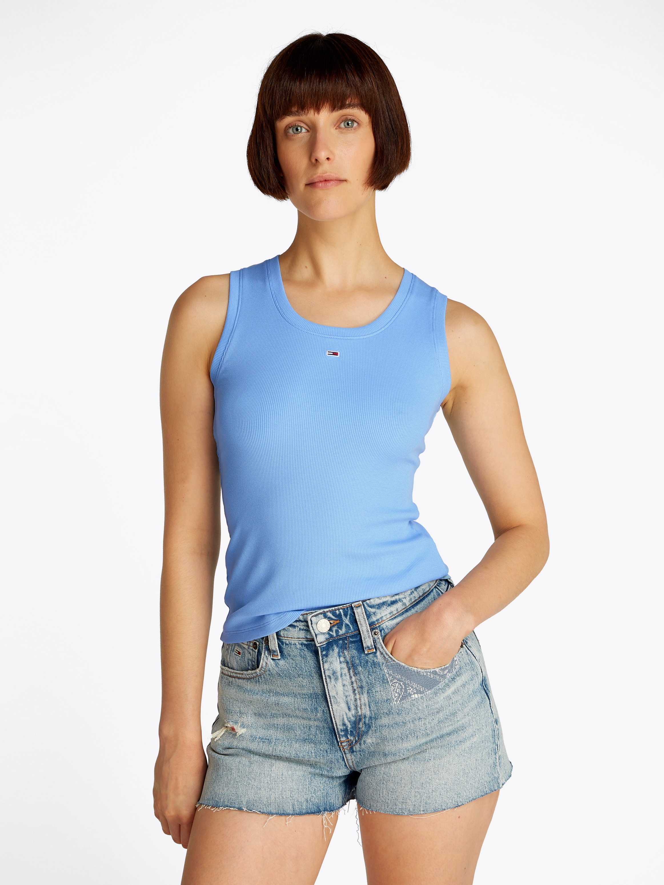 Tommy Jeans Tanktop "TJW ESSENTIAL RIB TANK EXT", mit Logostickerei