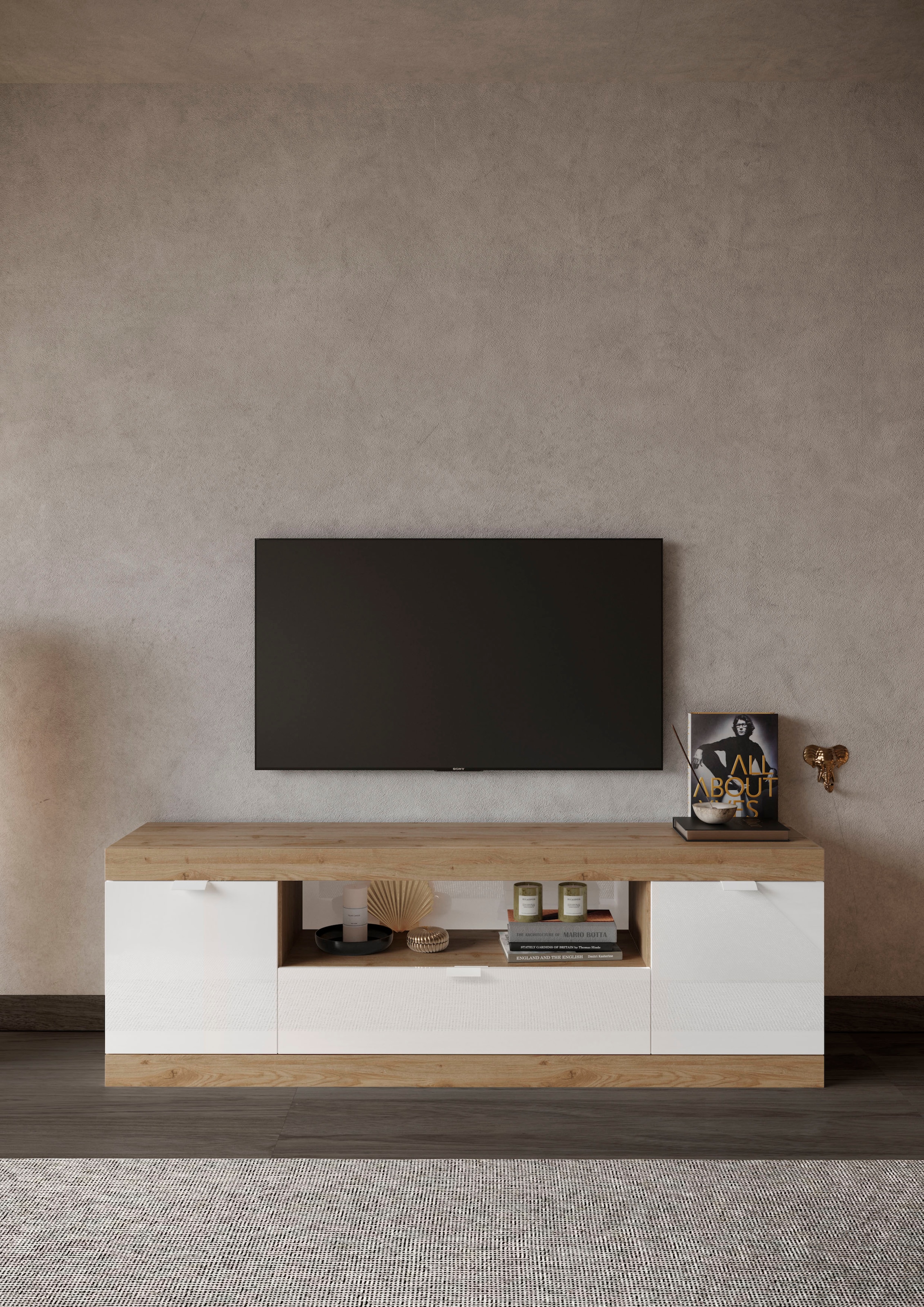 INOSIGN Lowboard »Slim, TV-Bank«, Breite 181 cm, weiß Hochglanz Lack