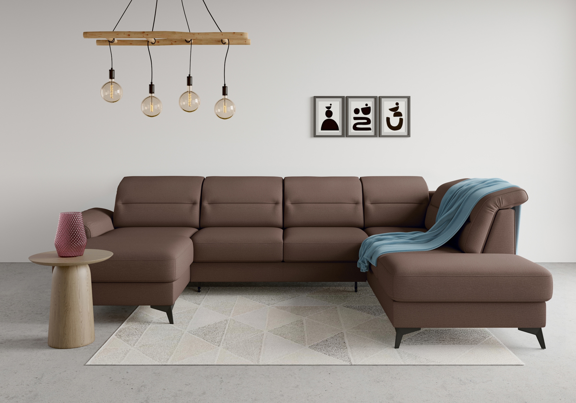 sit&more Wohnlandschaft "Sinatra U-Form" optional mit Kopfteilverstellung und Armteilfunktion, Metallfüße