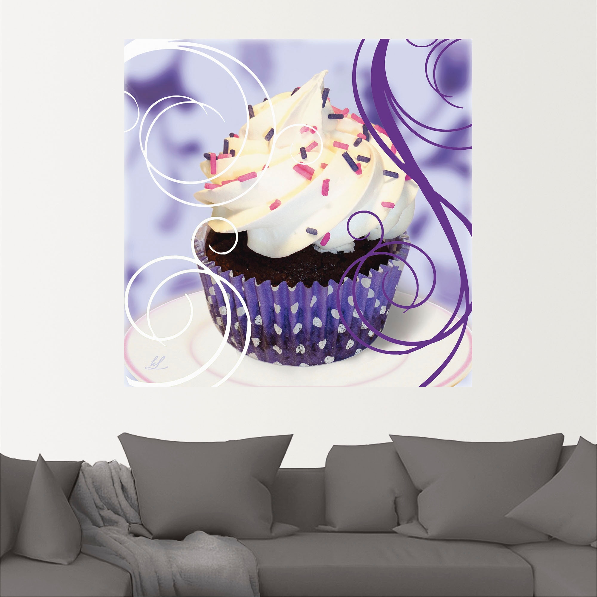 Größen - St.), Wandbild Alubild, BAUR Süßspeisen, versch. Artland in Wandaufkleber auf »Cupcake oder als (1 | Kuchen«, kaufen Poster violett Leinwandbild,