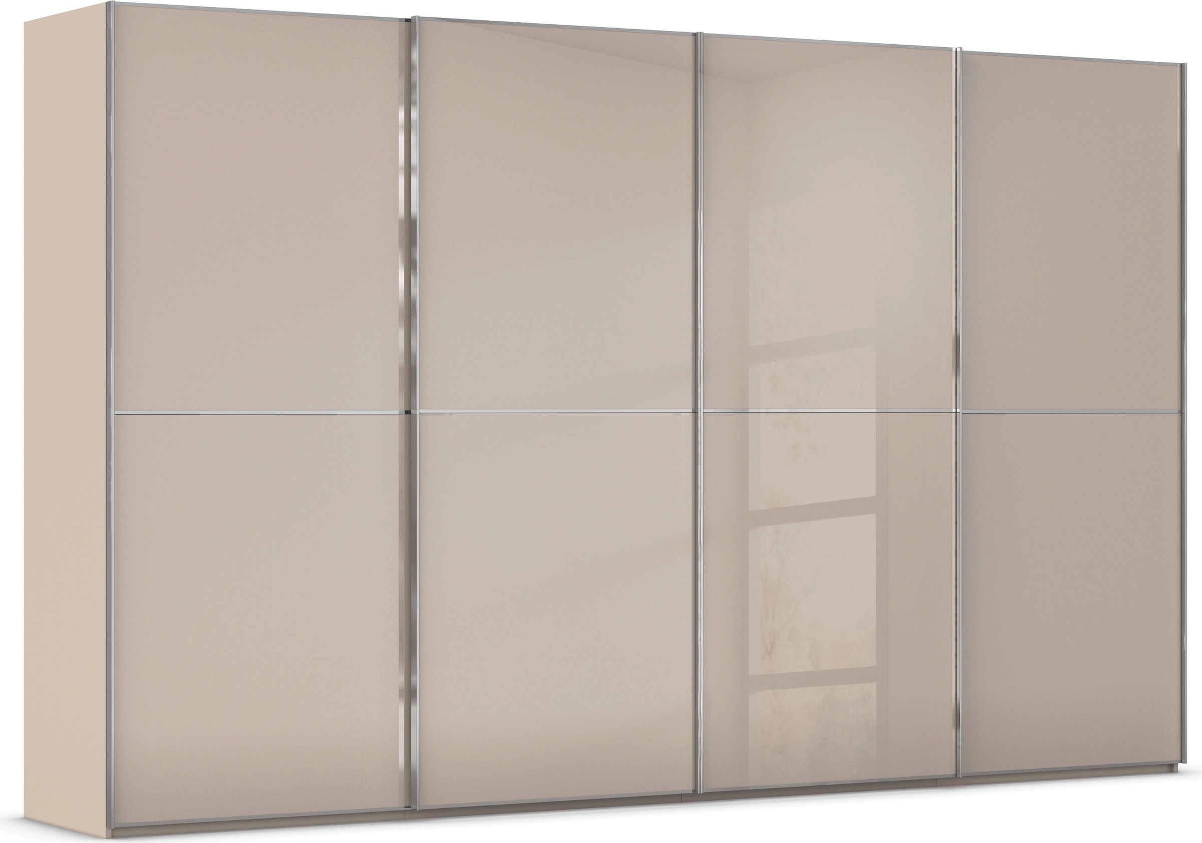 rauch Schwebetürenschrank "Kleiderschrank Schrank Garderobe Schlafzimmerschrank SCALE-DUO" edle zweigeteilte Türen Glas-Front mit 3 Zierleisten MADE IN GERMANY