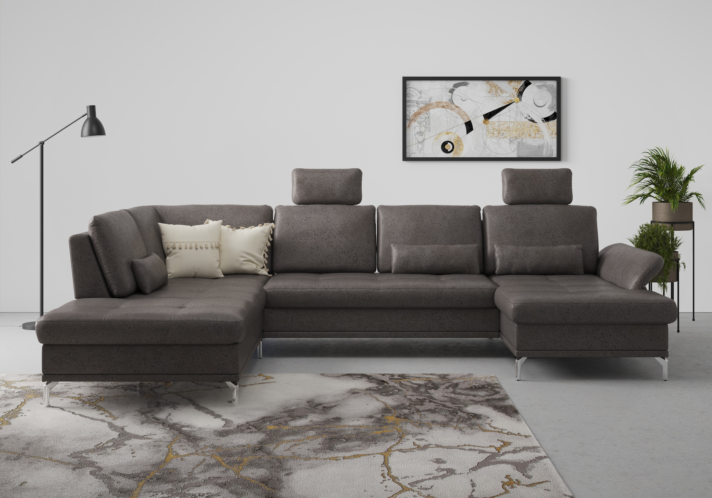 Home affaire Wohnlandschaft "Palm Beach U-Form" Federkern, mit Sitztiefenve günstig online kaufen