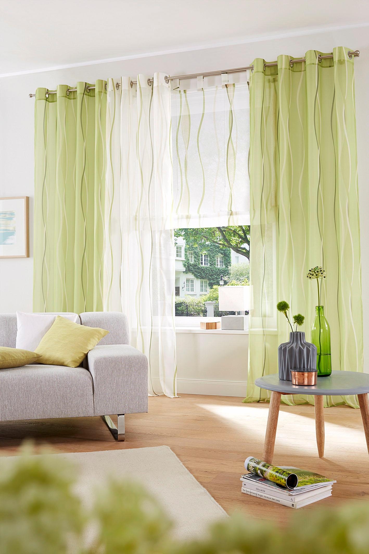 my home Gardine "Dimona", (2 St.), 2er-Set, transparent, Voile, Polyester