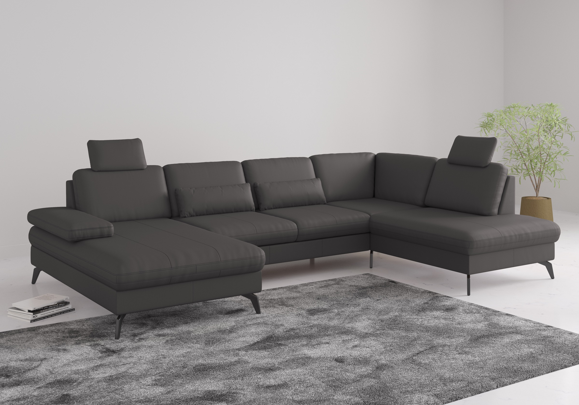 Wohnlandschaft SIT & MORE "Morris Jubi", braun (mocca), B:335cm H:82cm T:212cm, Sofas, Wohnlandschaft, wahlweise mit Armteilverstellung, Bettfunktion & Bettkasten