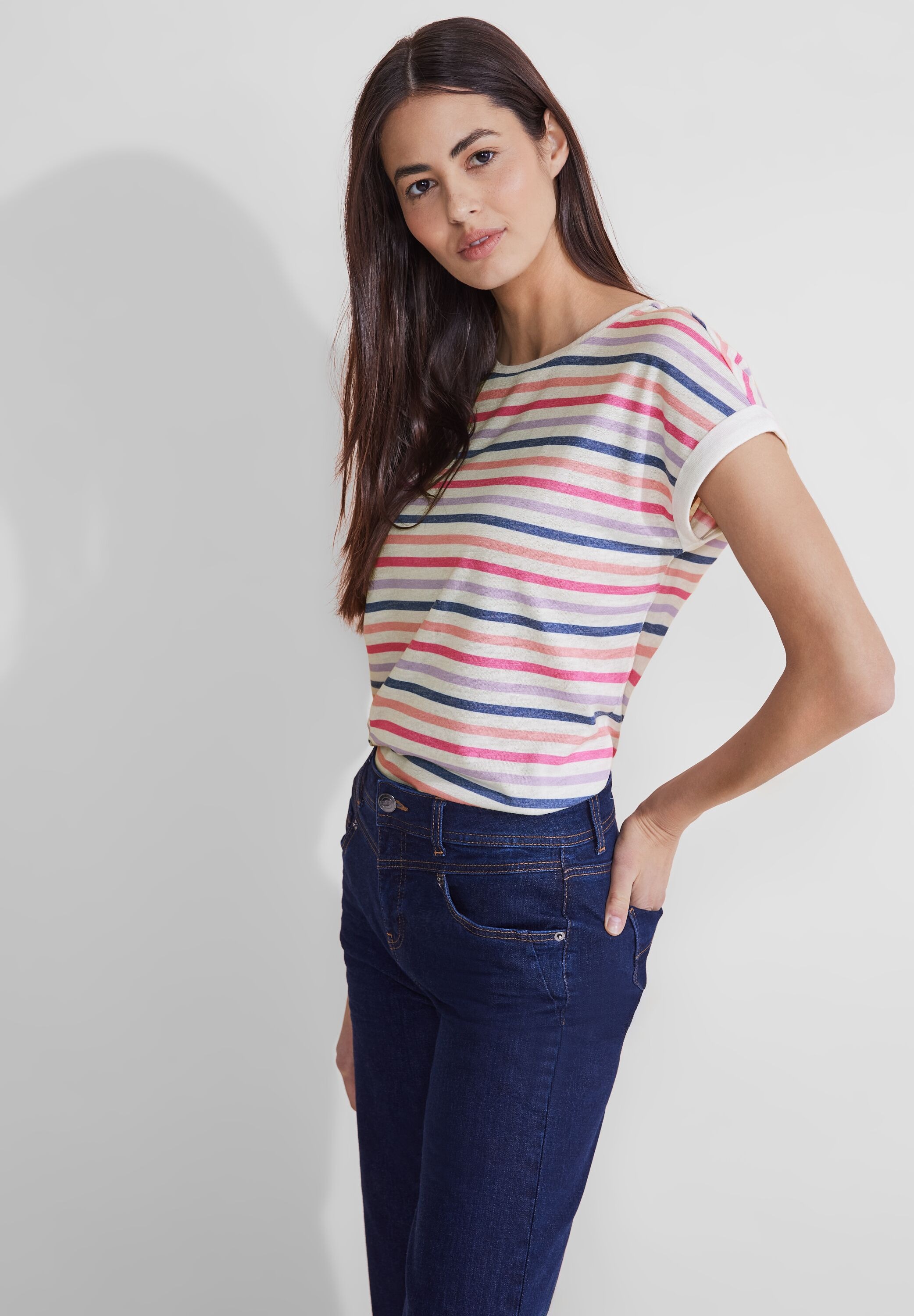 Shirttop, mit mehrfarbigem Streifen-Muster