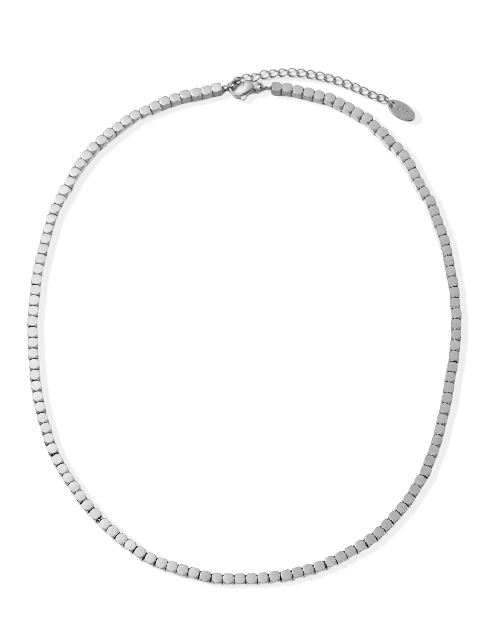 Kette ohne Anhänger "Schmuck Geschenk Edelstahl Halsschmuck Halskette Würfel", silberfarben, ANISTON JEWELRY & WATCHES, Halsketten, Damen, Edelstahl, L: 45 B: 3mm, Made in Germany, B:3mm
