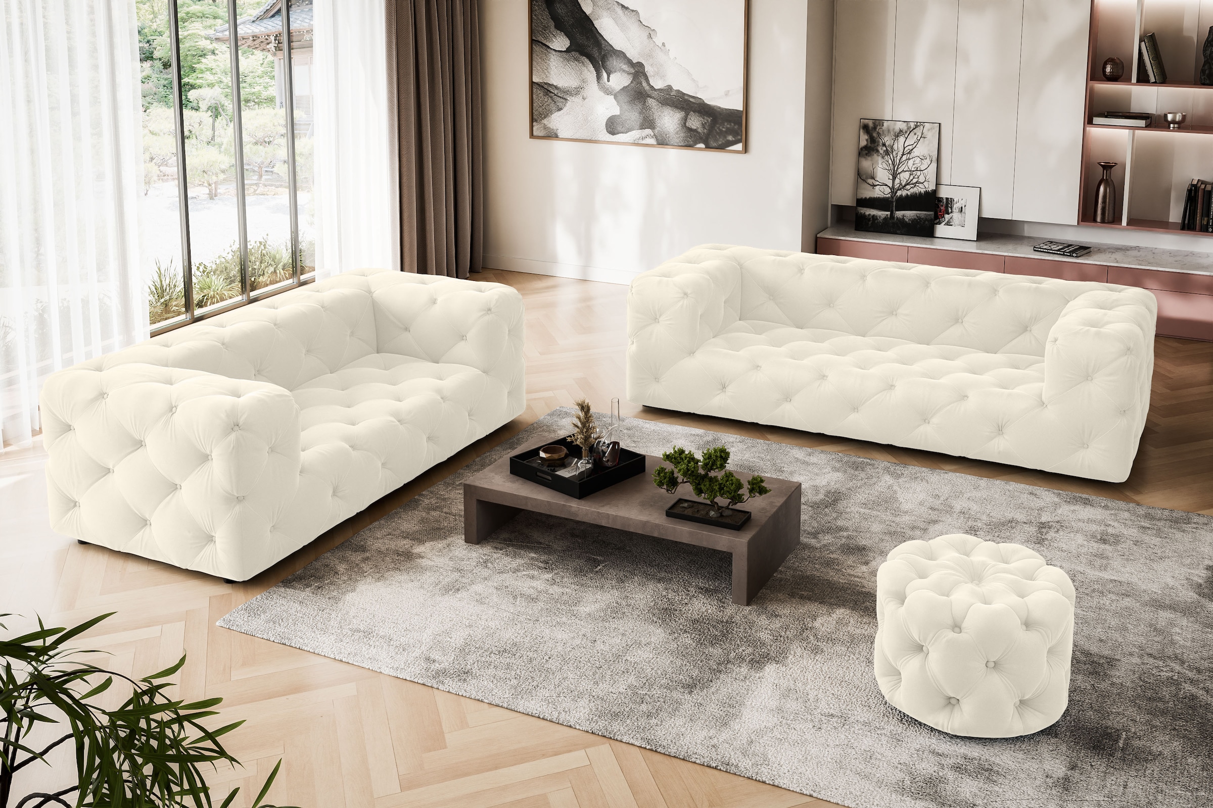 Home affaire 2-Sitzer "FOLLINA" 2-Sitzer Sofa mit klassischer Chesterfield- günstig online kaufen