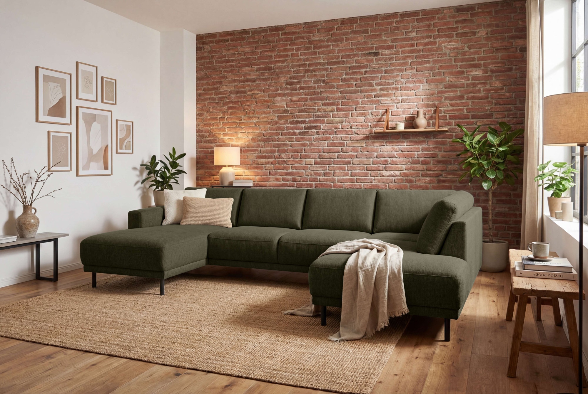 OTTO home Wohnlandschaft "Sveeva, U-Form, XXL, B.310 cm, schwarze Metallfüße" langlebiger Webstoff, mit Wellenunterfederung, viele Farben