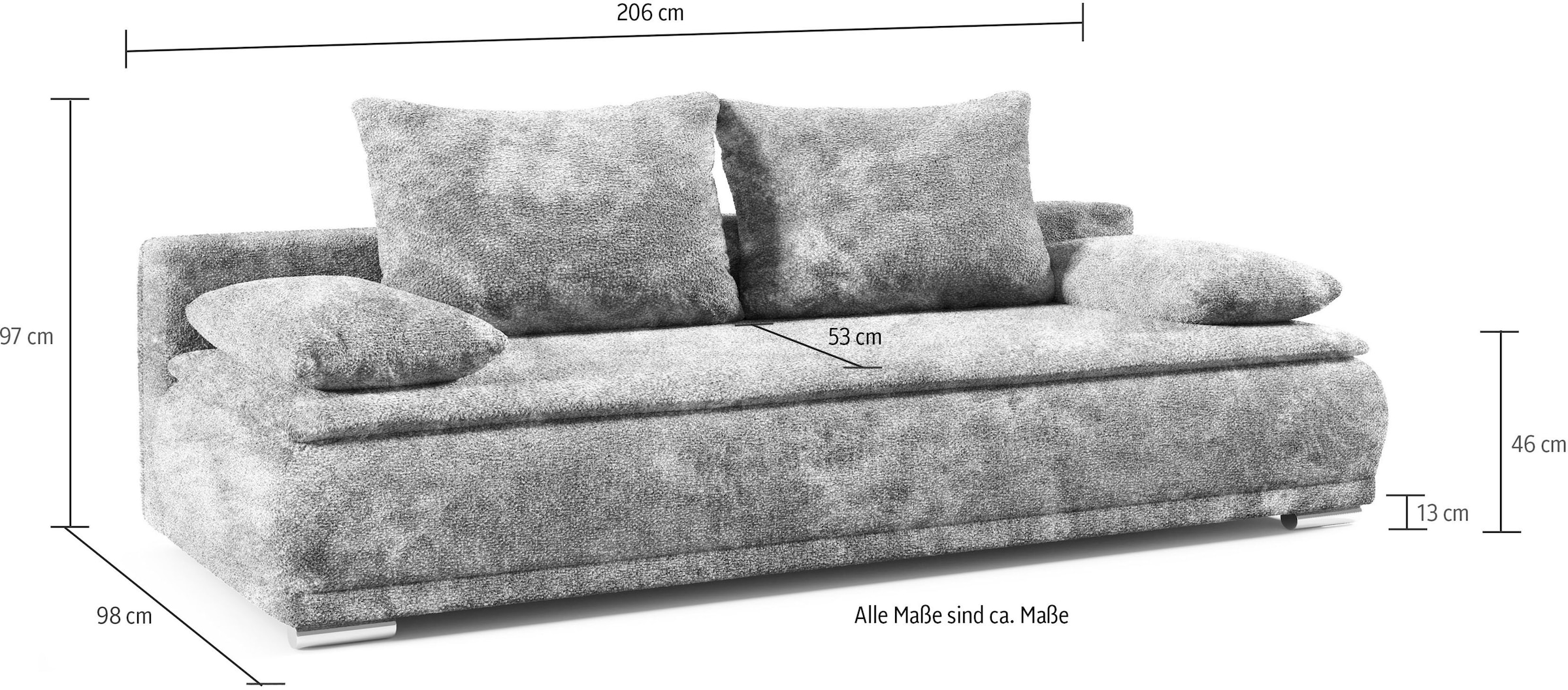 WERK2 Schlafsofa »Indira«, 2-Sitzer Sofa & Schlafcouch mit Bettkasten