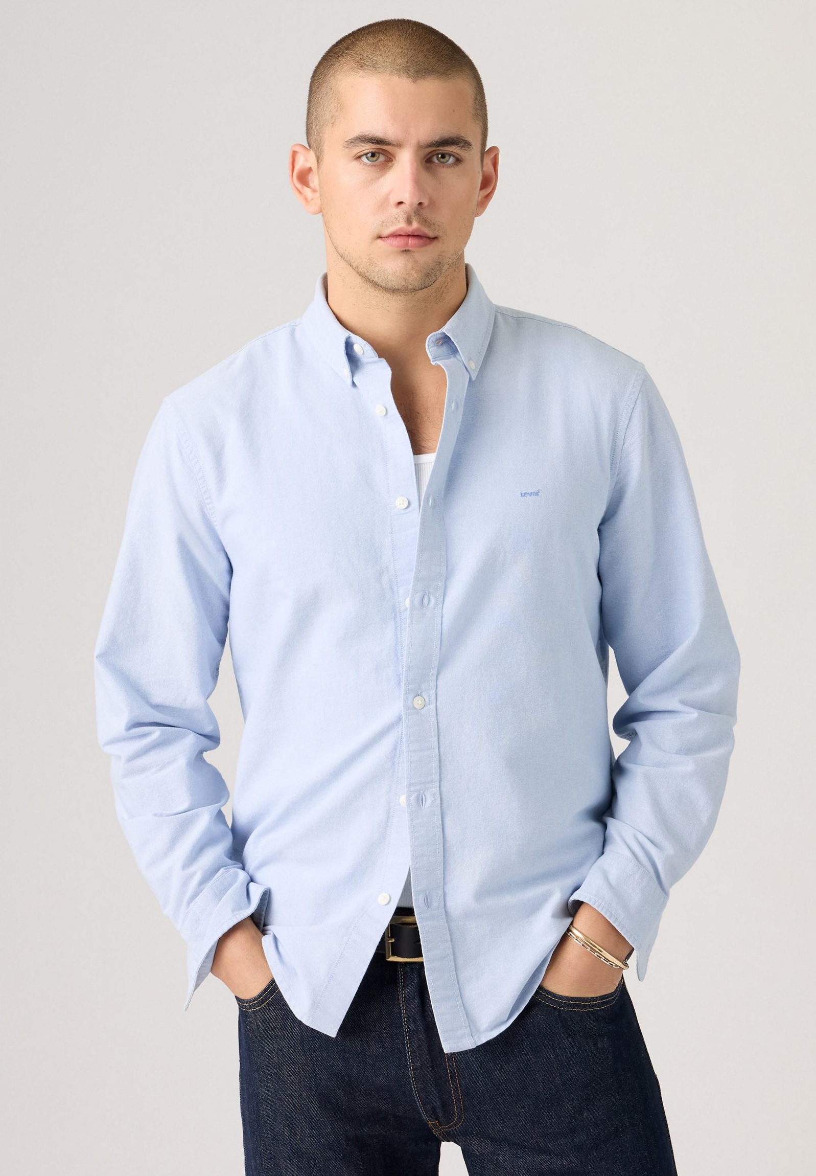 Levi's® Langarmhemd »AUTHENTIC BUTTON DOWN«, mit Ton-in-Ton Logostickerei auf der Brust