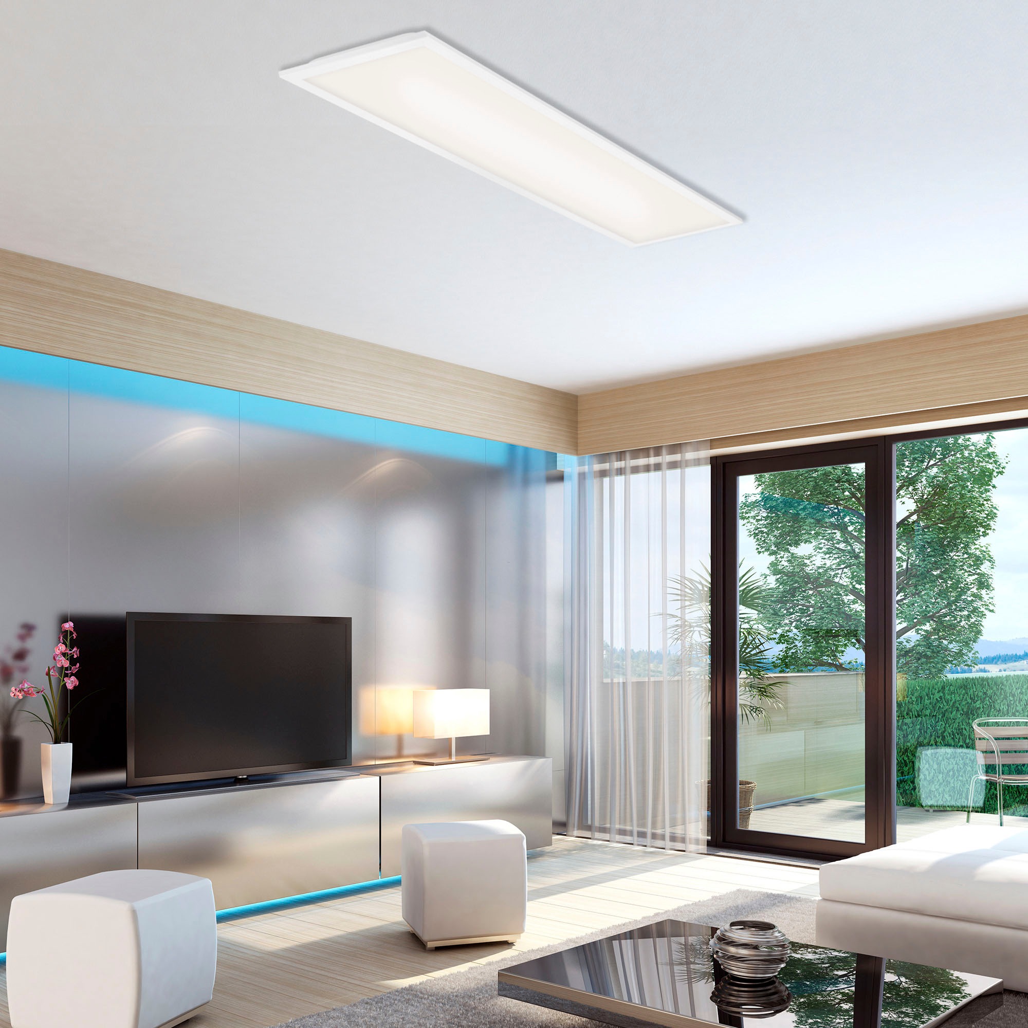 Briloner Leuchten LED Panel »7067016 Simple«, Leuchtmittel LED-Board | LED fest integriert, Deckenlampe, 100x25x6cm, Weiß, 22W, Wohnzimmer, Schlafzimmer, Küche