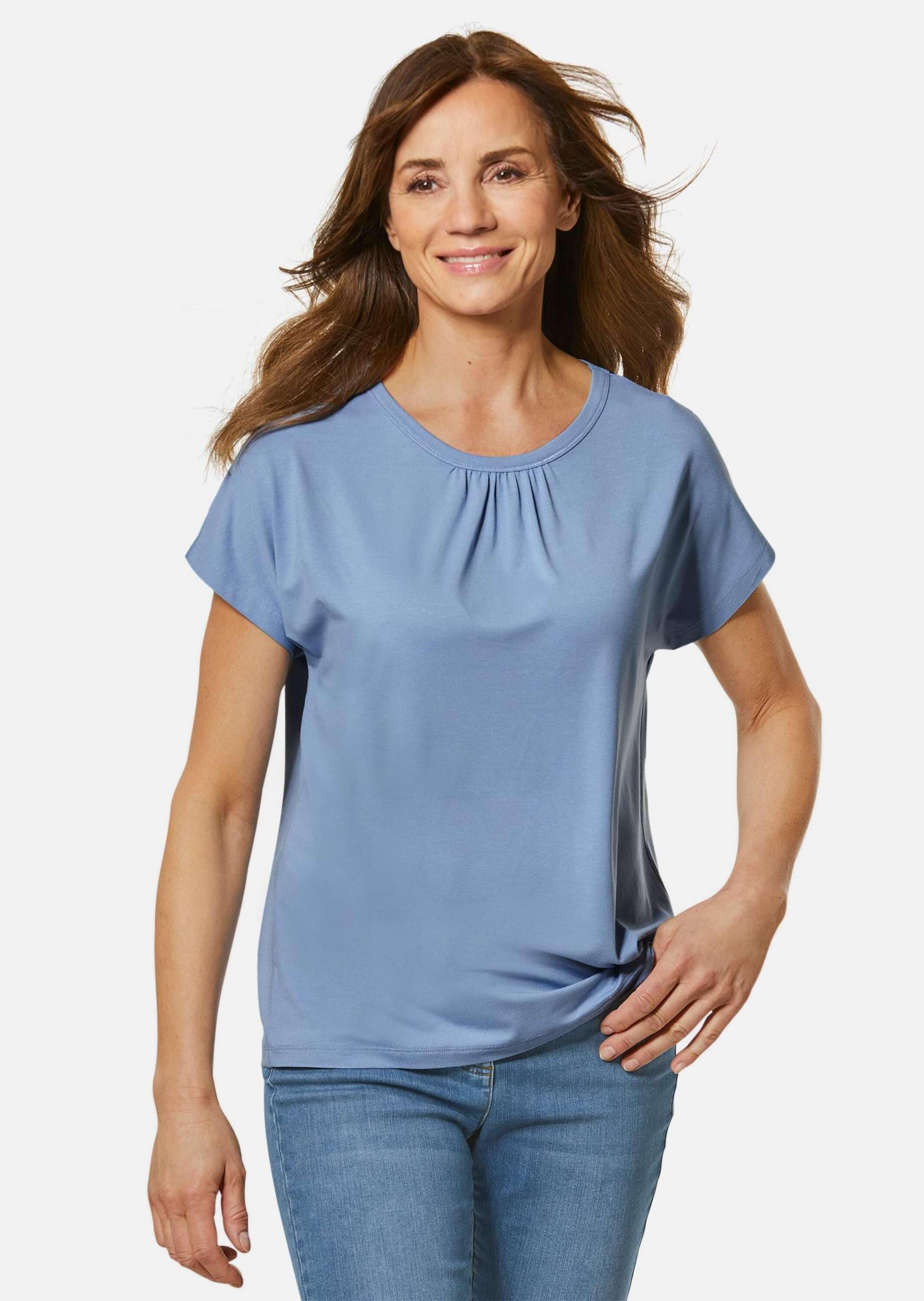 GOLDNER Langarm-Poloshirt »Rundhalsshirt Bequemes Rundhalsshirt aus glänzender Qualität«