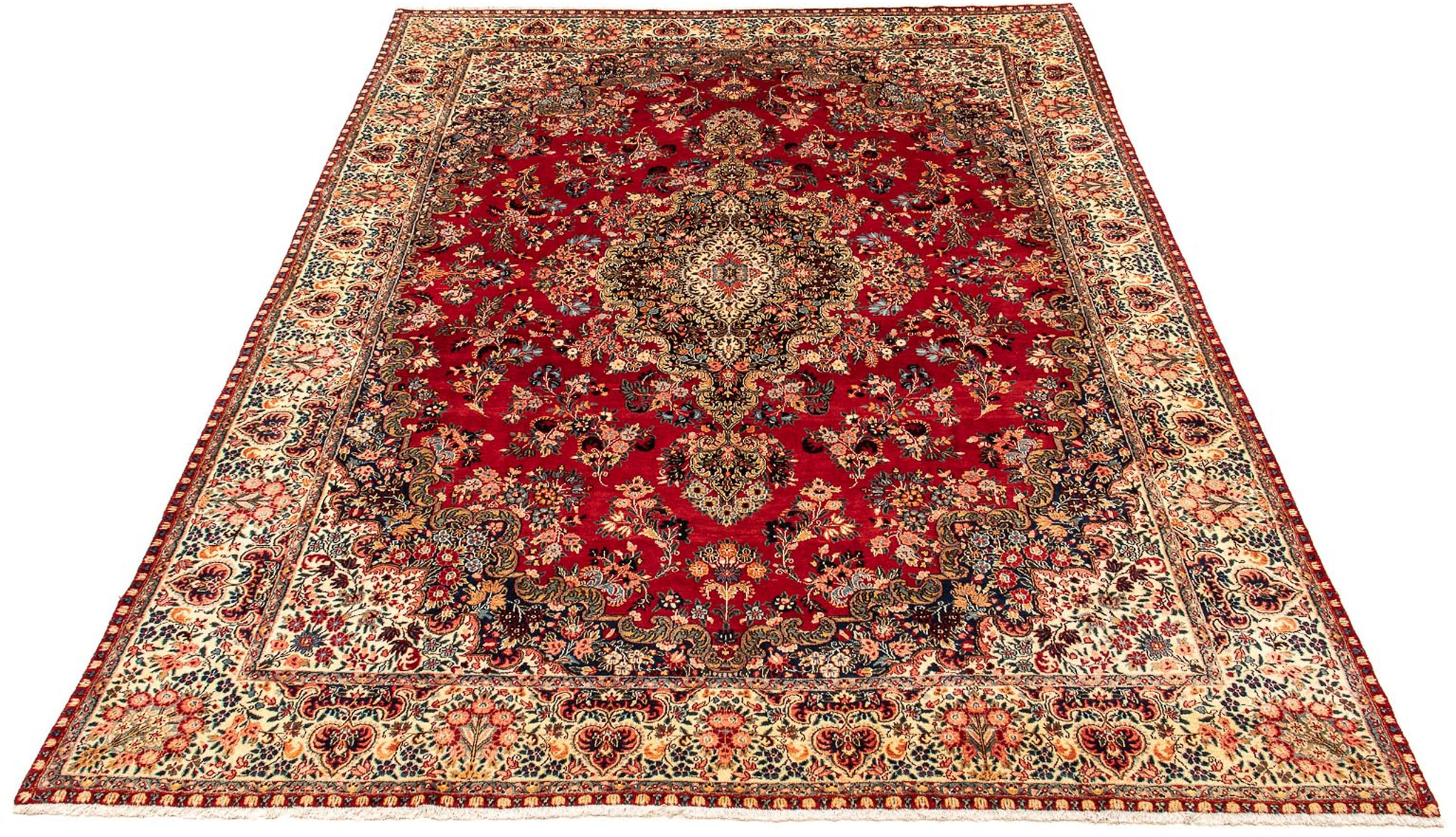 morgenland Orientteppich "Perser - Classic - 392 x 308 cm - rot", rechteckig, 10 mm Höhe, Wohnzimmer, Handgeknüpft, Einz