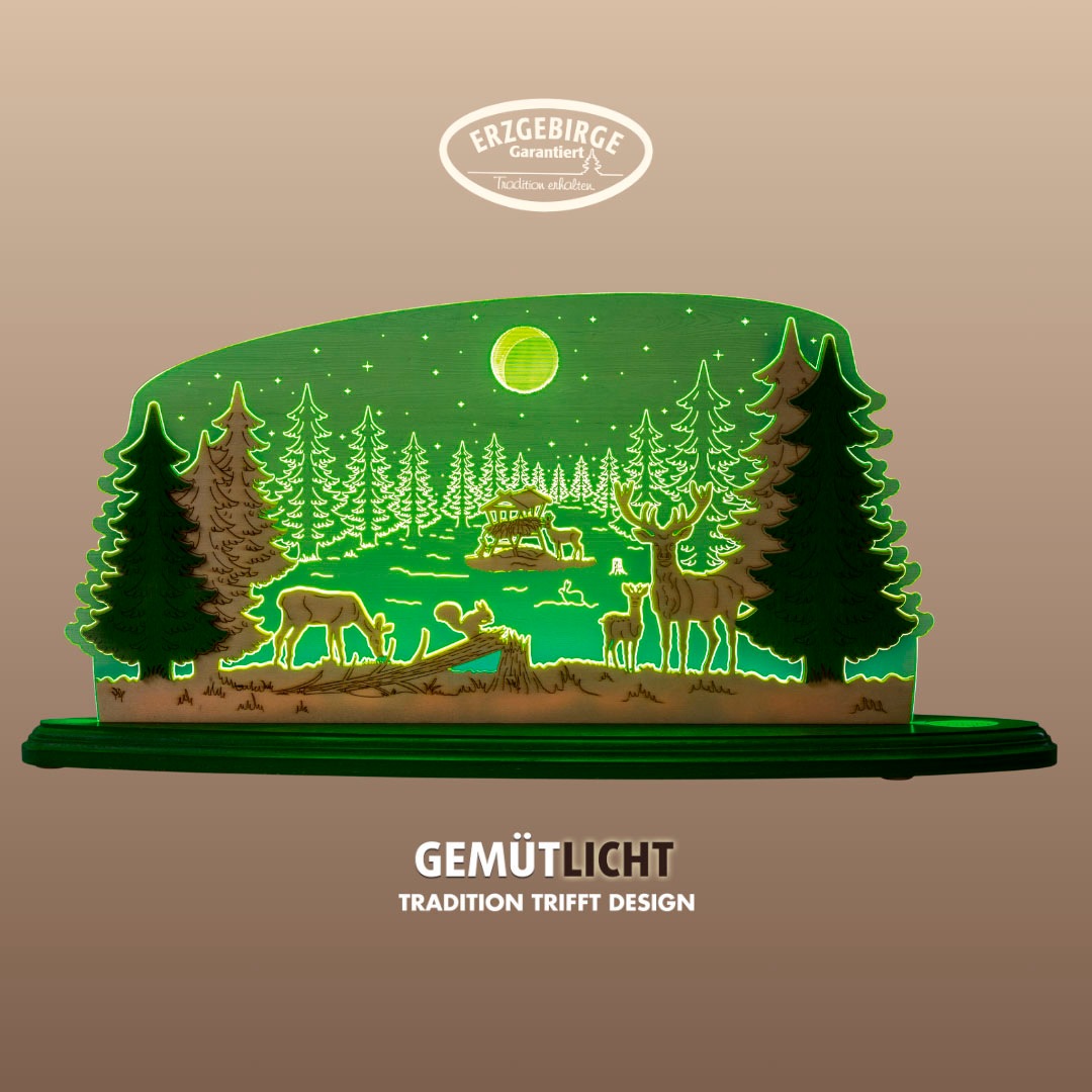 Weigla Lichterbogen "LED Waldidylle, Dekoleuchte aus Holz & Acrylglas, GRÜN günstig online kaufen