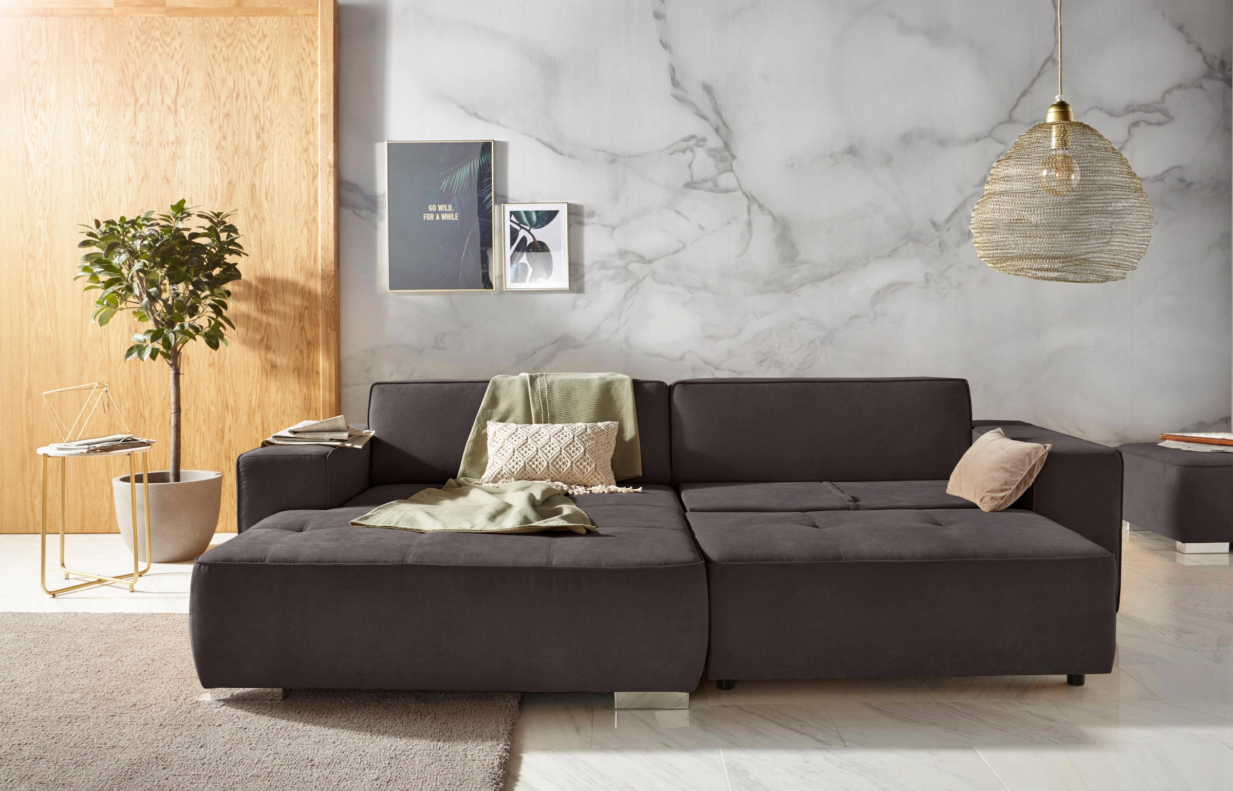 TRENDMANUFAKTUR Ecksofa »Bourbon«, und wahlweise | BAUR 54 Tiefe Bettfunktion mit Sitzfläche bestellen cm Bettkasten