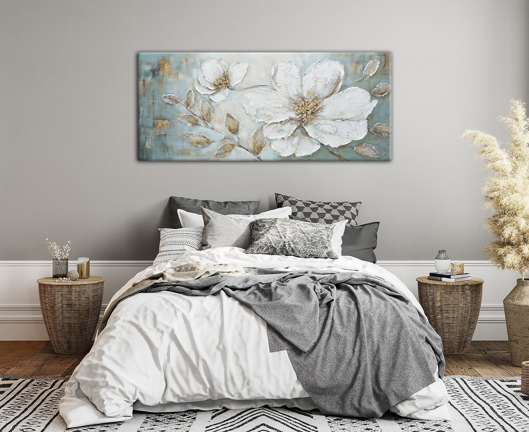 Bönninghoff Ölgemälde »handarbeit BLUMEN XXL 60x140 cm – Wandbild Kunst Deko modern«