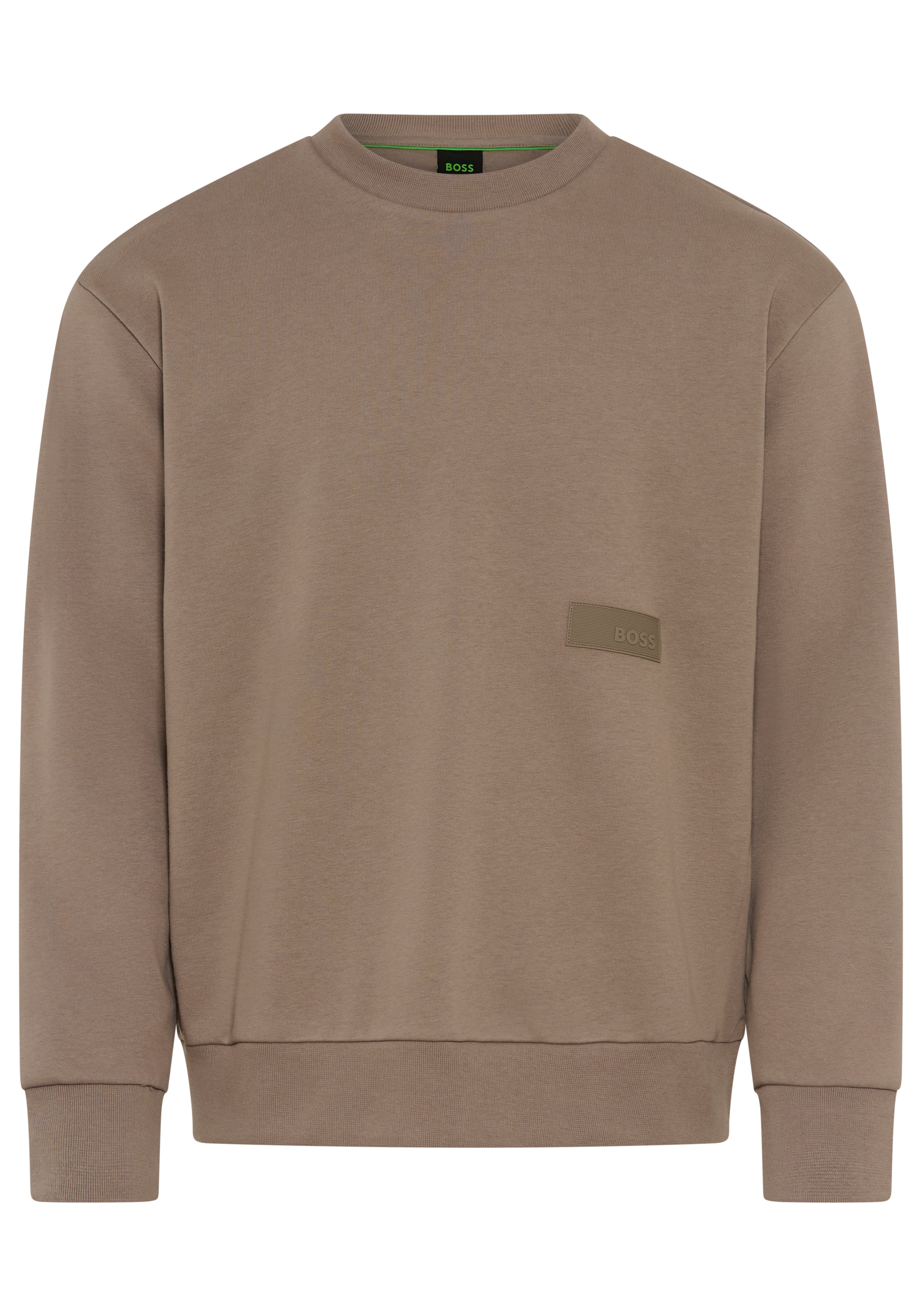 BOSS GREEN Sweatshirt, Rundhalsausschnitt, Relaxed Fit, Logo-Badge