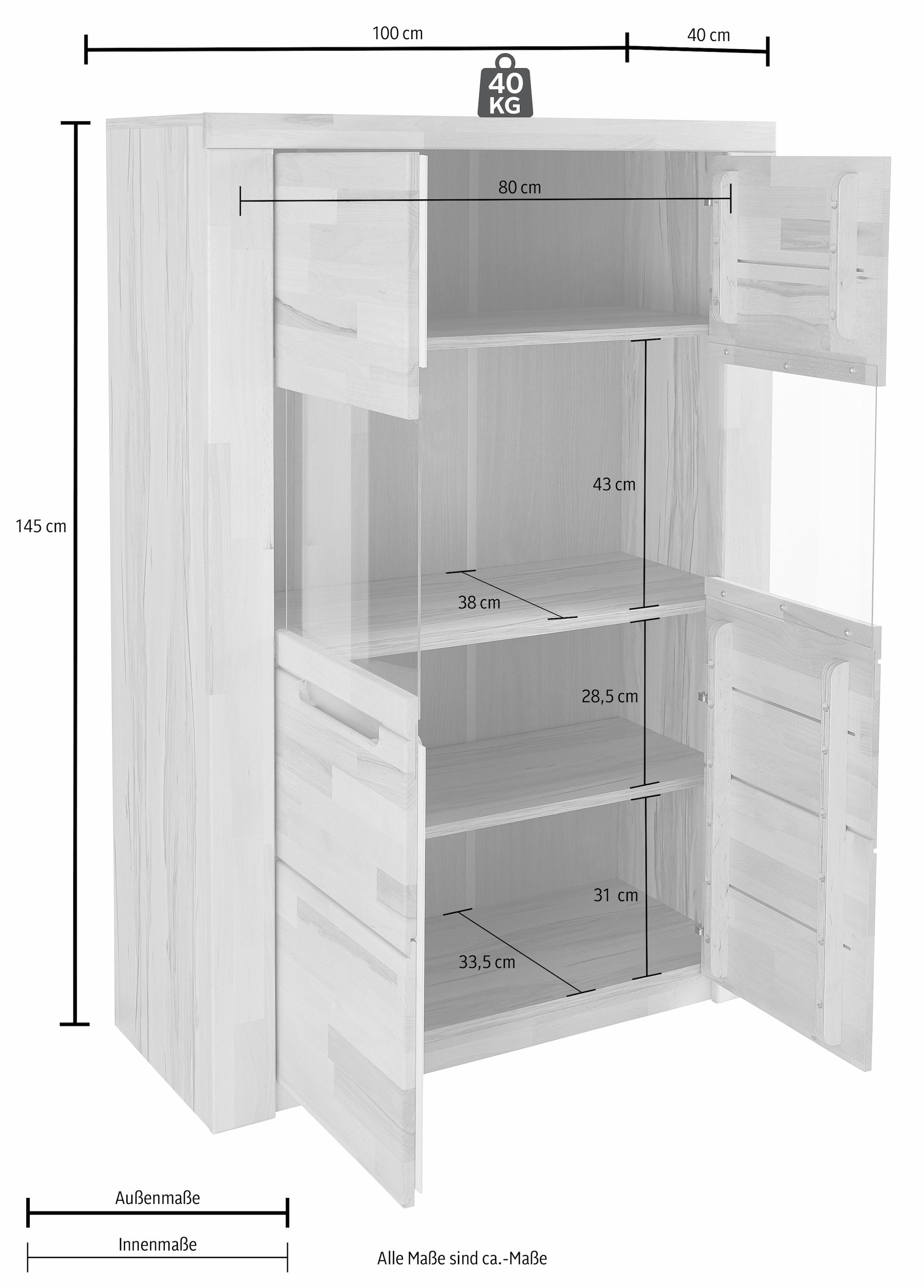 Woltra Highboard »Kolding«, Breite 100 cm mit 2 Glastüren