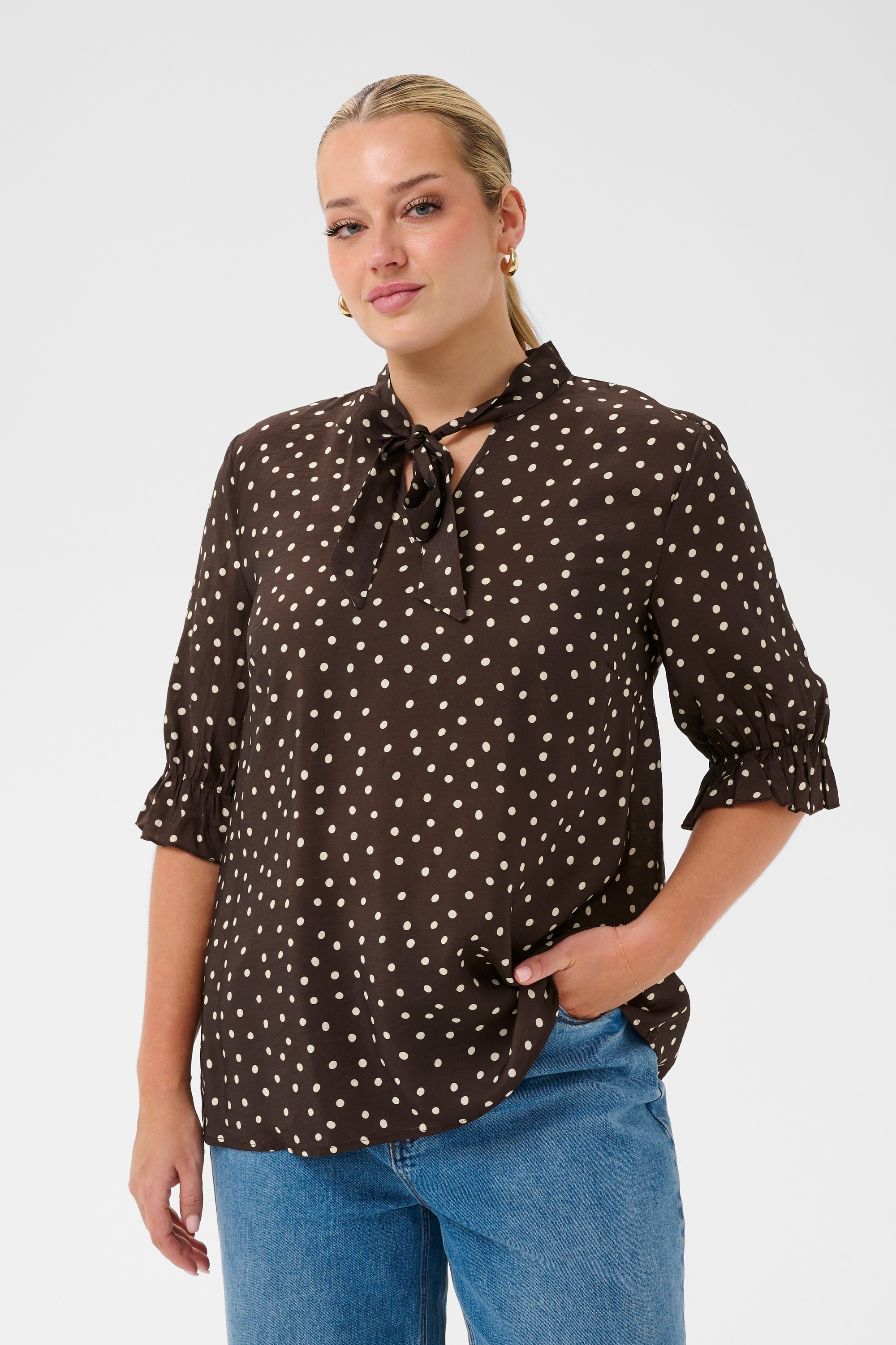 KAFFE Curve Kurzarmbluse »Damen Kurzarm-Bluse KCditte«