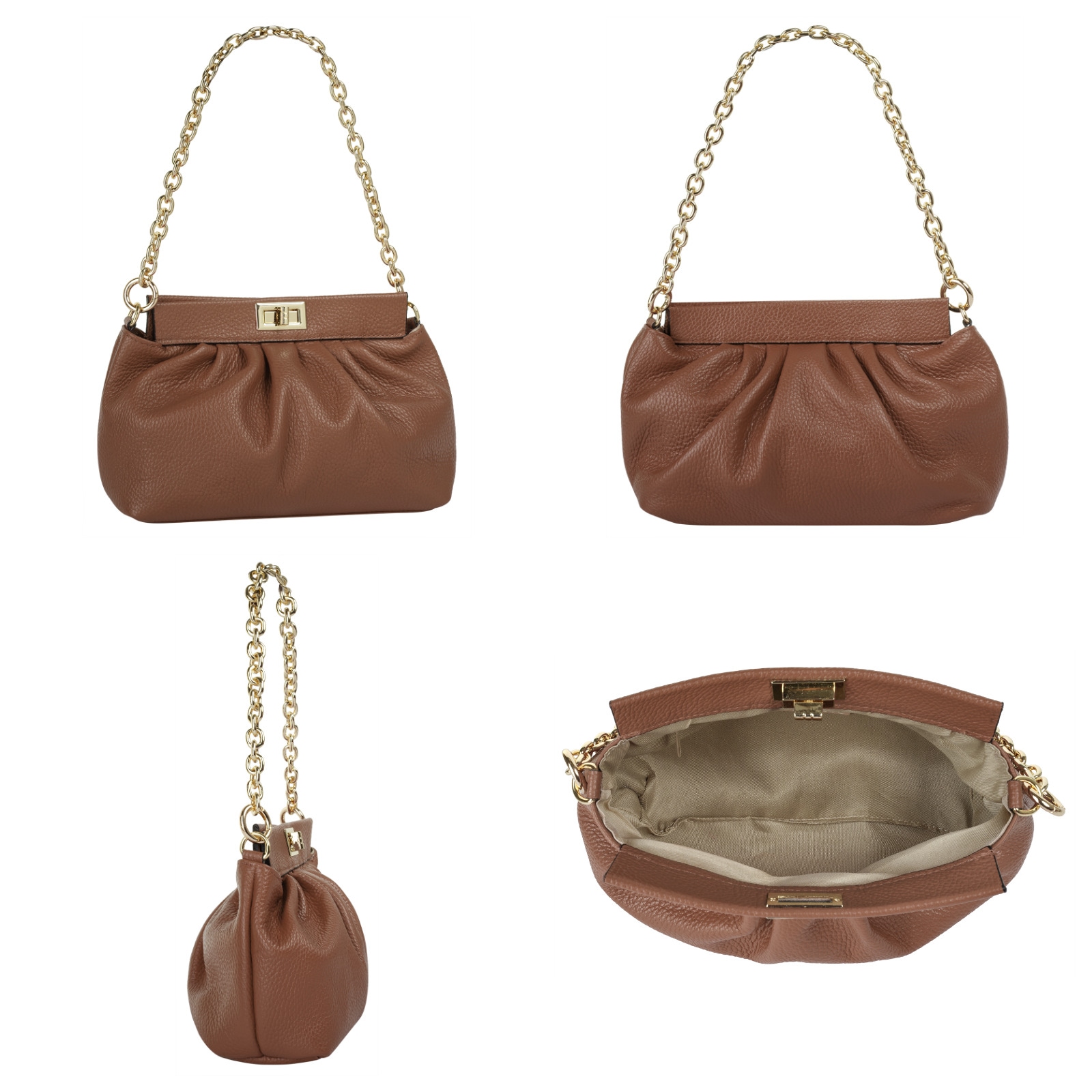 Cluty Umhängetasche, echt Leder, Made in Italy