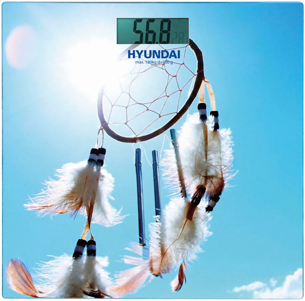 Hyundai Personenwaage »HYUOVE309«, Glaswaage mit Traummotiv. Zeigt das Gewicht auf einem großen Display
