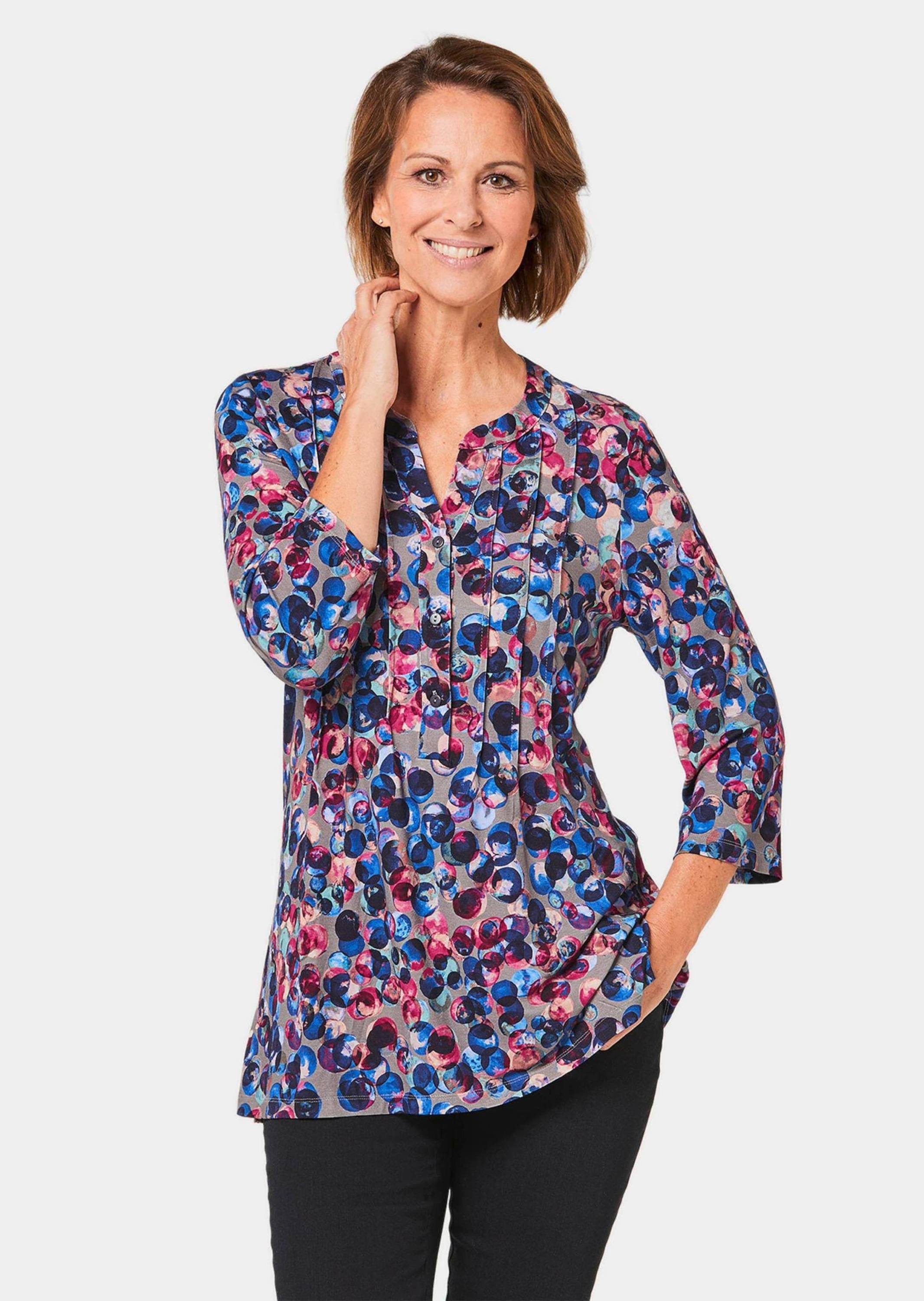 GOLDNER Print-Shirt "Kurzgröße Figurschmeichelndes Drucktunika-Shirt" günstig online kaufen