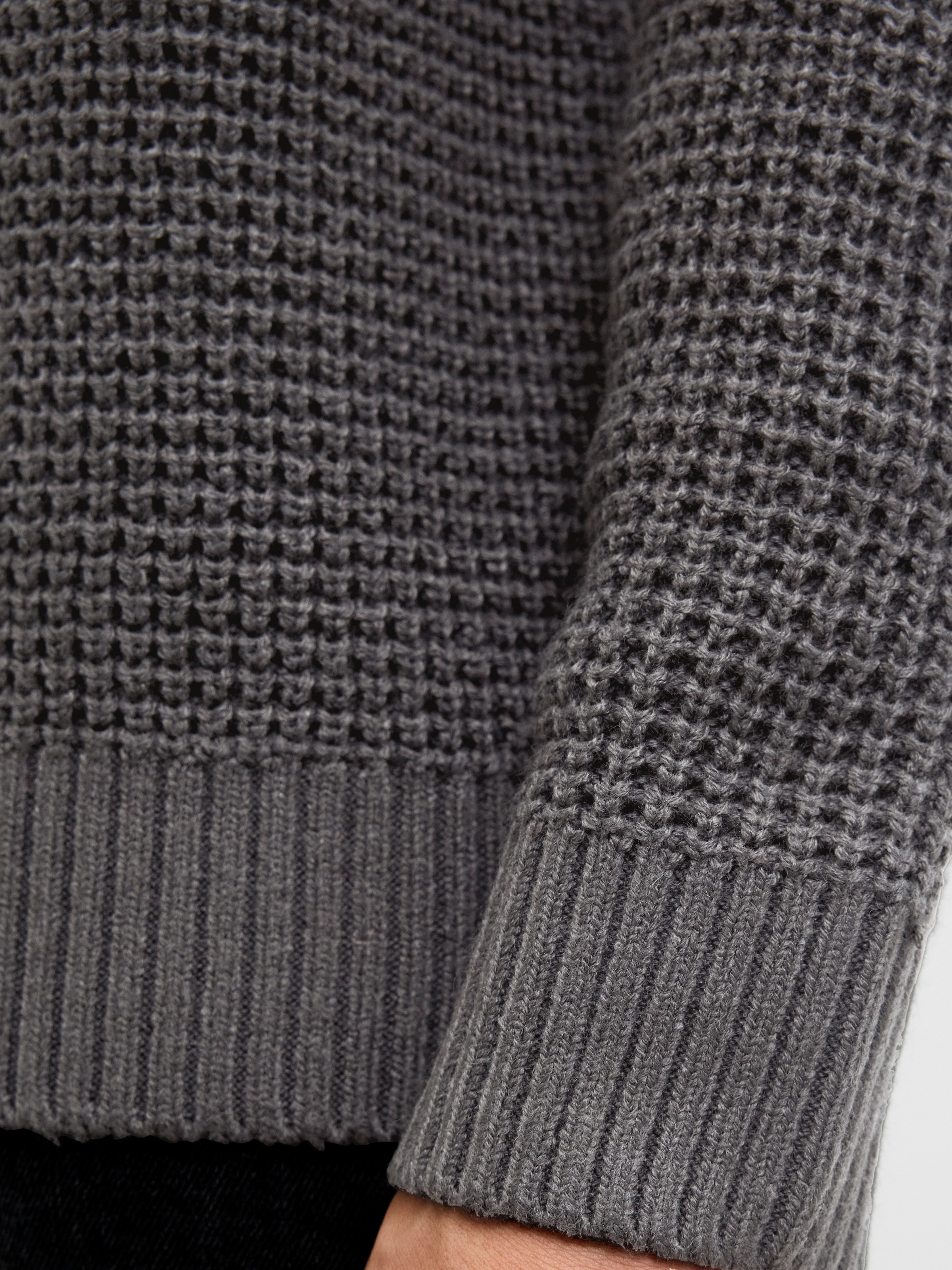 Strickpullover JACK & JONES "JJGLOBAL KNIT CREW NECK", Herren, Gr. M, asphalt, Strick, Obermaterial: 67% Polyacryl, 33% Baumwolle, unifarben, regular fit, Rundhals, Pullover Strickpullover 4