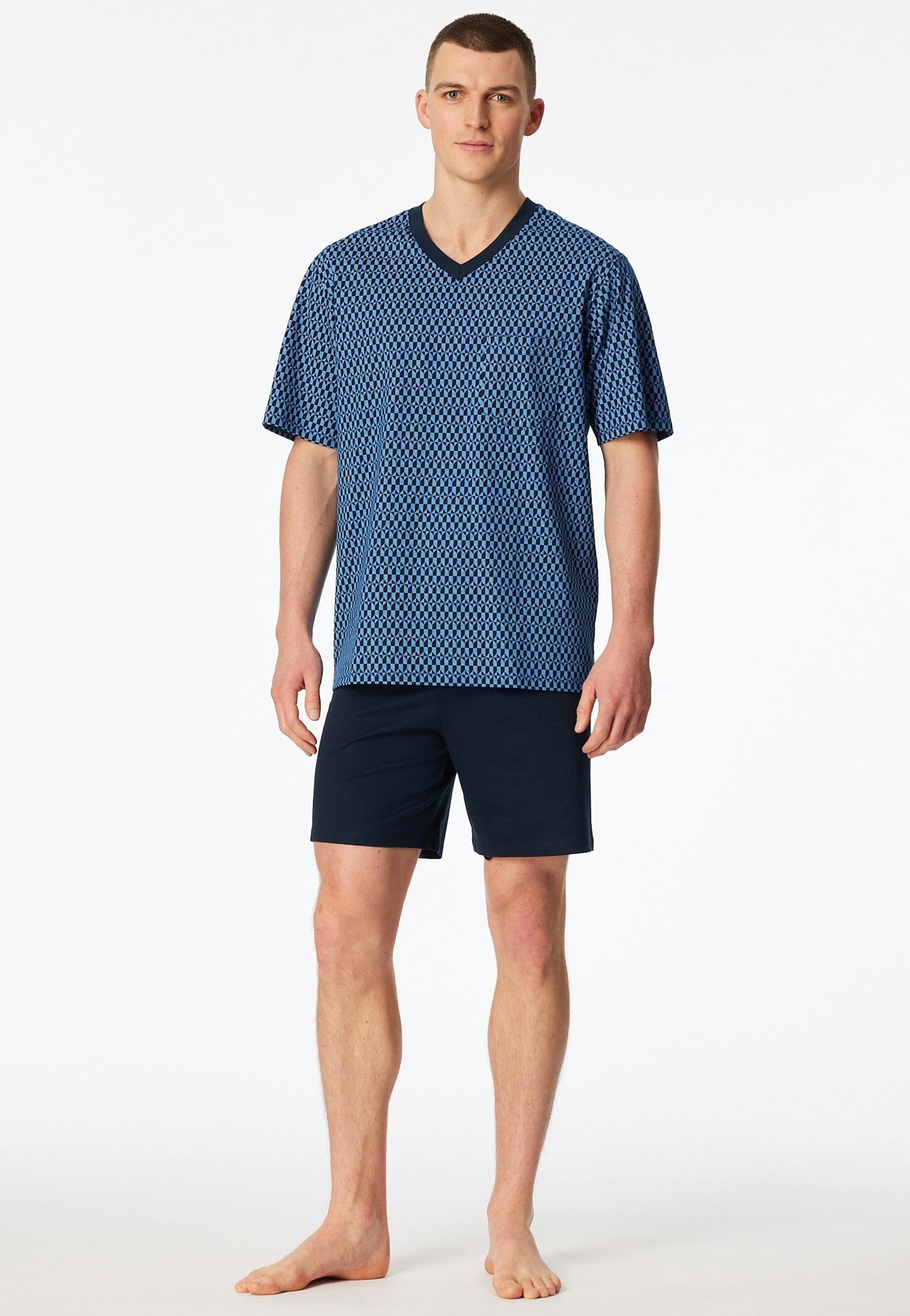 Schiesser Shorty "Comfort Nightwear" 2 tlg. mit klassischem Karo-Muster, V- günstig online kaufen