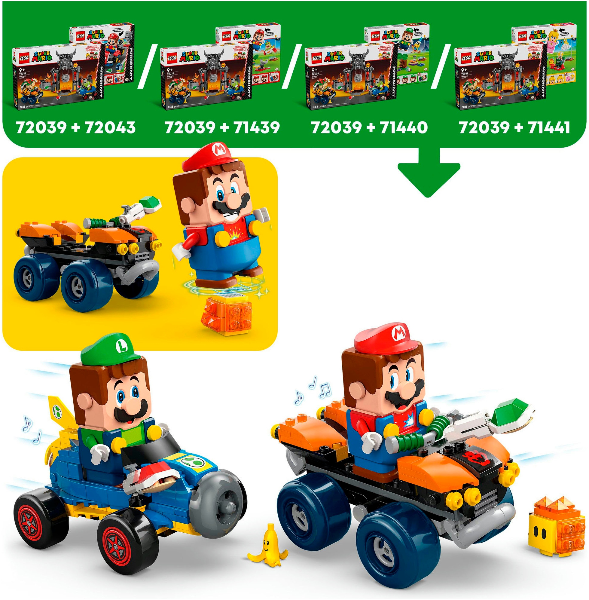 LEGO® Konstruktionsspielsteine »Mario Kart – Bowsers Festung (72039), LEGO Super Mario«, (1068 St.), Made in Europe