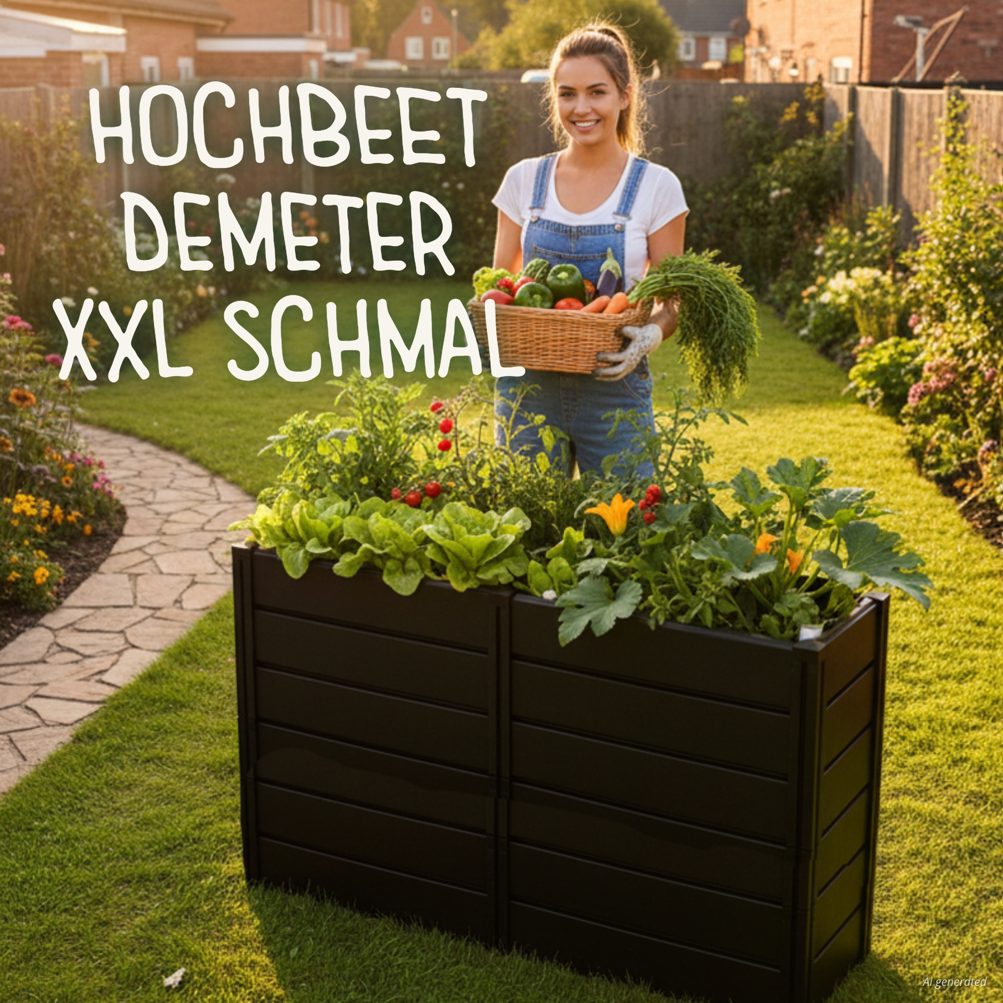 KHW Hochbeet »Demeter XXL schmal« platzsparende Bauweise, erweiterbar, BxTxH: 158x44x92 cm