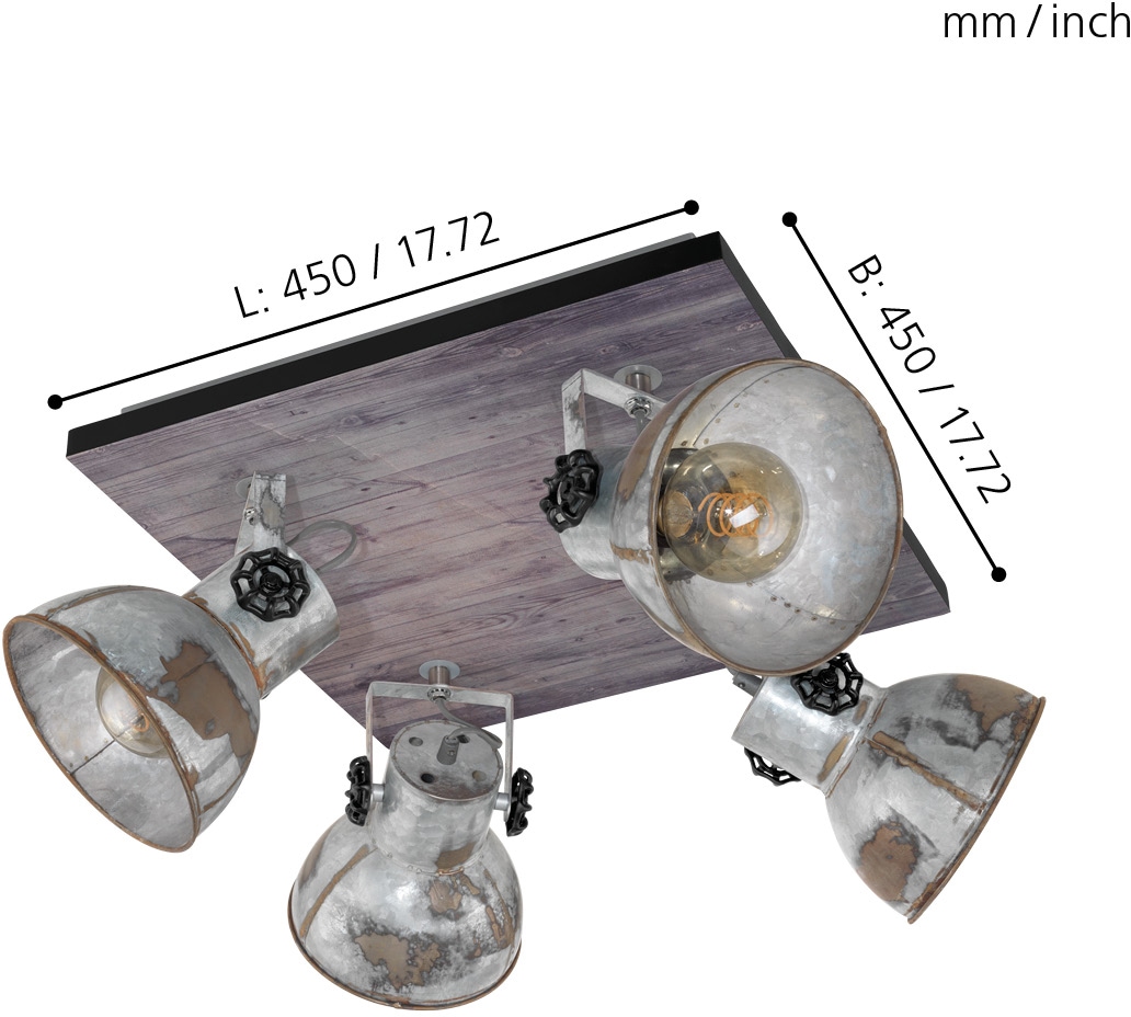 EGLO Deckenspot »BARNSTAPLE«, 4 flammig, Leuchtmittel E27 | ohne Leuchtmittel, Deckenlampe