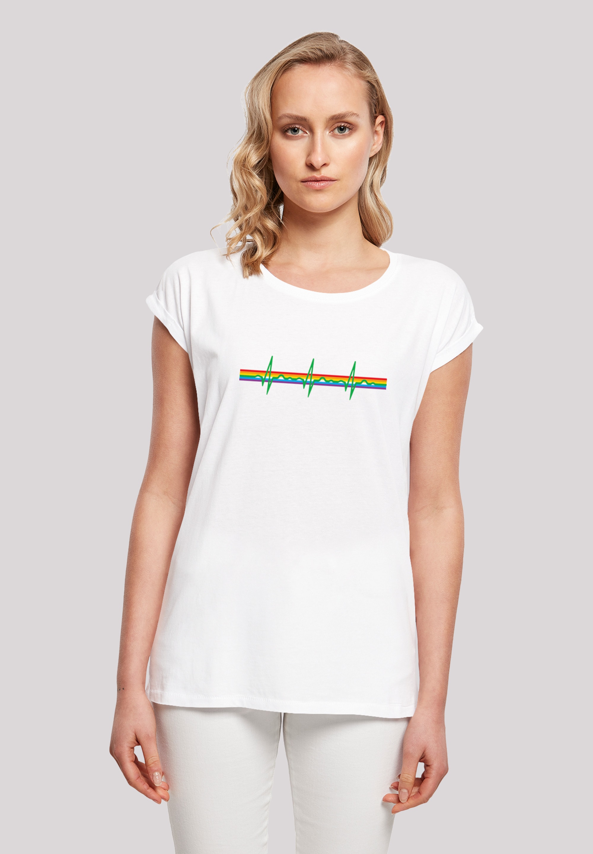 T-Shirt »Pink Floyd Prism Heartbeat Rainbow Regenbogen«, Damen,Premium...