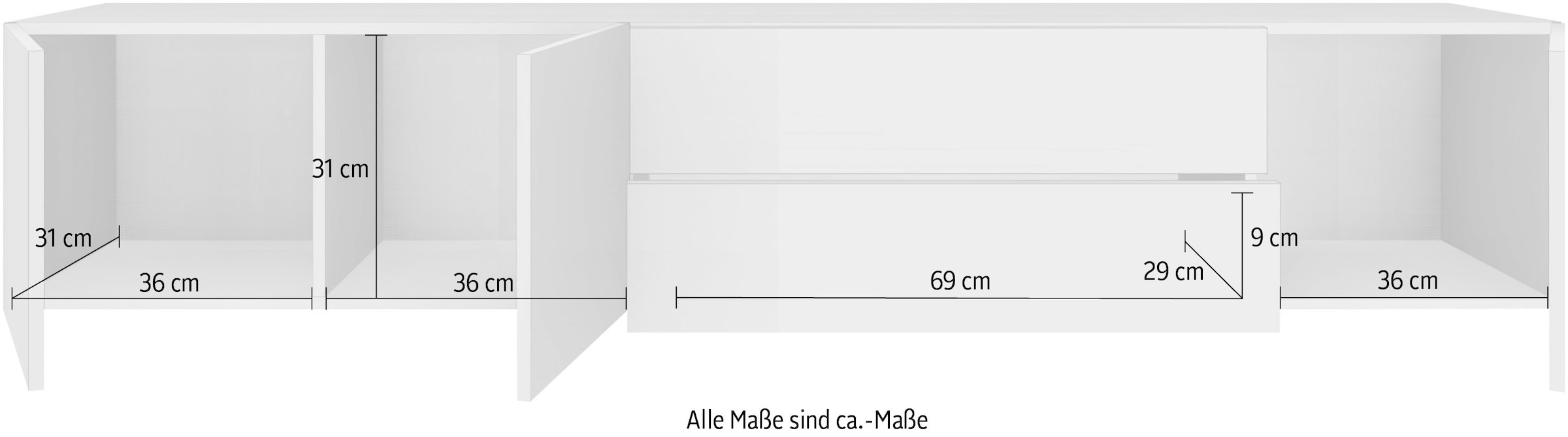 borchardt Möbel Lowboard »Vaasa«, Breite 190 cm, nur hängend kaufen | BAUR