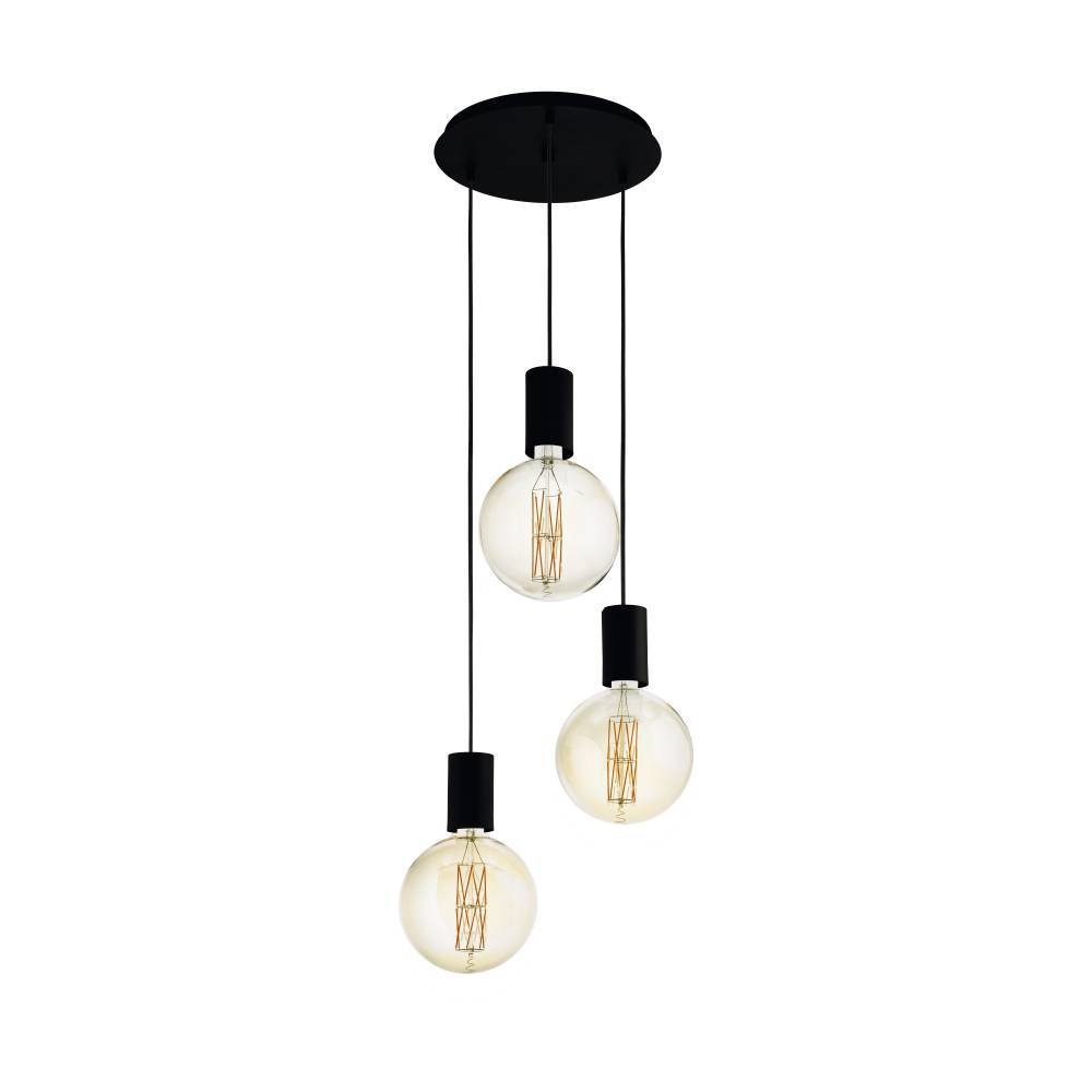 EGLO Hängeleuchte »POZUETA«, 3 flammig, Leuchtmittel E27 | ohne Leuchtmittel, Hängelampe Vintage aus Stahl in Schwarz, Esstischlampe, E27, Ø 34 cm