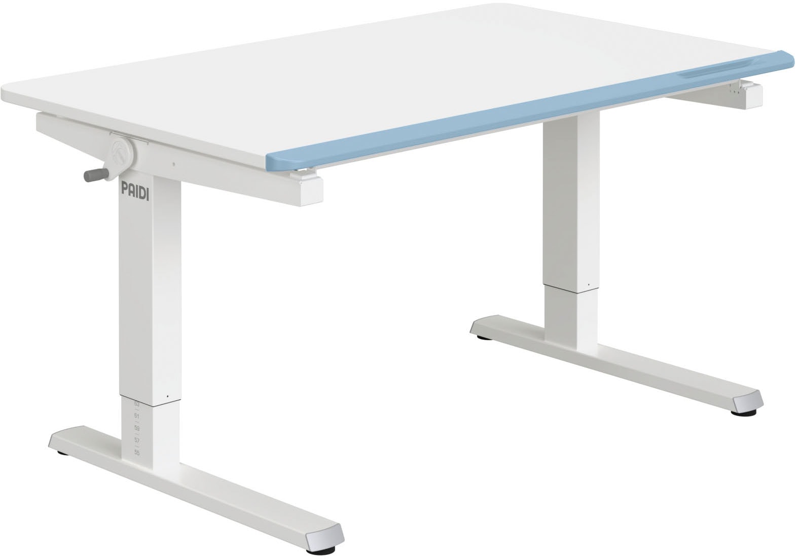 PAIDI Schreibtisch "TEENIO in verschiedenen Ausführungen, mitwachsend & ergonomisch" B/H/T ca. 120/53-79/75 cm, Kreideweiß, höhenverstellbarer Schülerschreibtisch, Platte bis 14 neigbar