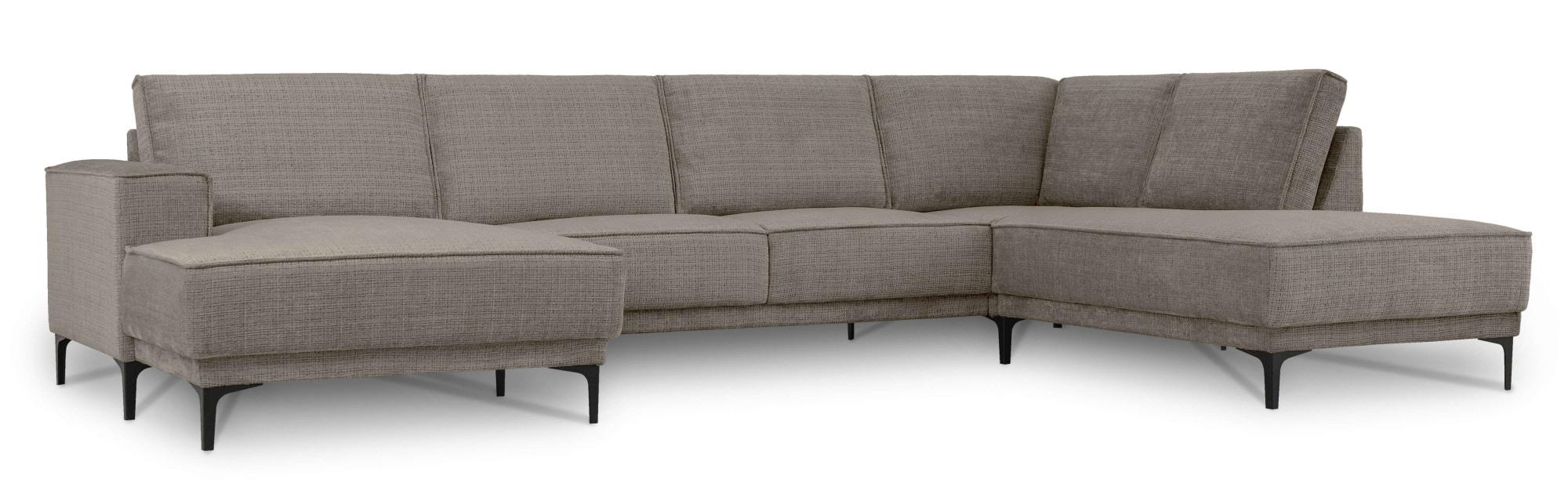 Places of Style Wohnlandschaft »XXL Sofa Oland, Struktur, Flachgewebe, Luxus-Microfaser, Boucle«, U-Form, 345 cm, Wellenunterfederung, Skandi-Design, Metallfüße
