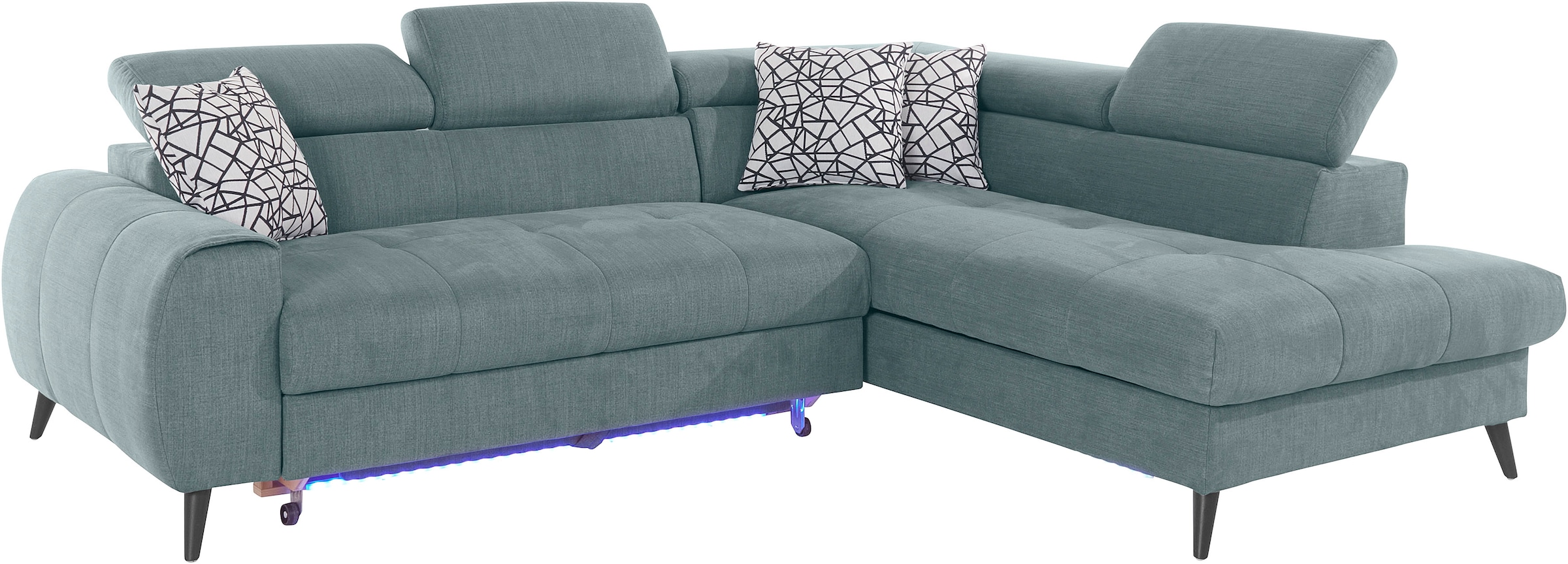 COTTA Ecksofa »Mia L-Form«, 3-tlg.-Kissen-Set, Ottomane, wahlweise mit oder ohne RGB-Beleuchtung