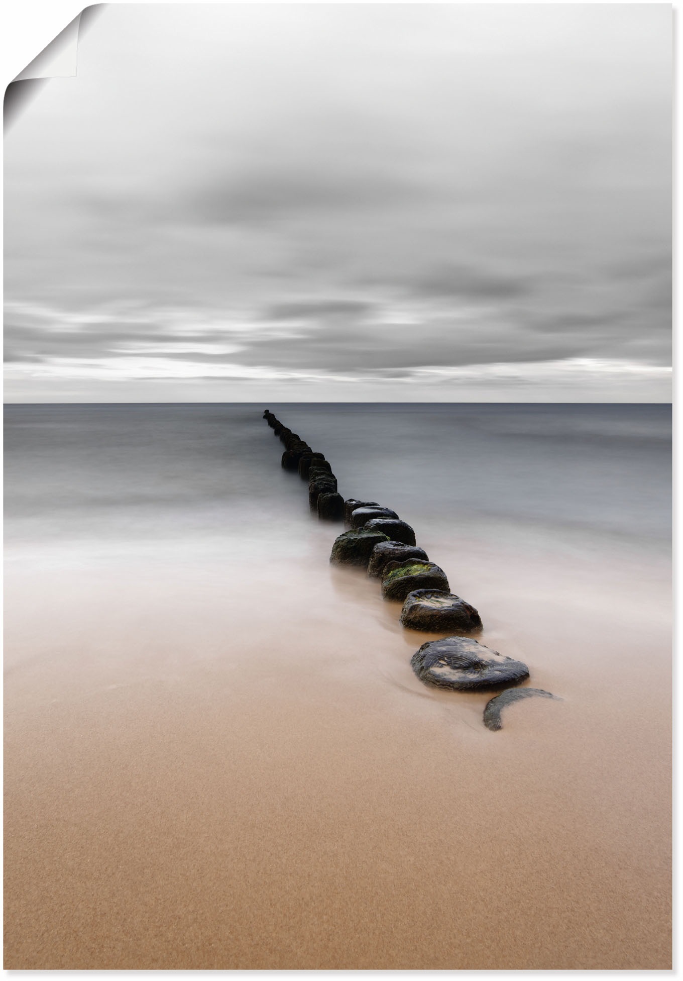 Artland Wandbild "Stille Küste Buhnenreihe am Ostseestrand" Strandbilder 1 günstig online kaufen