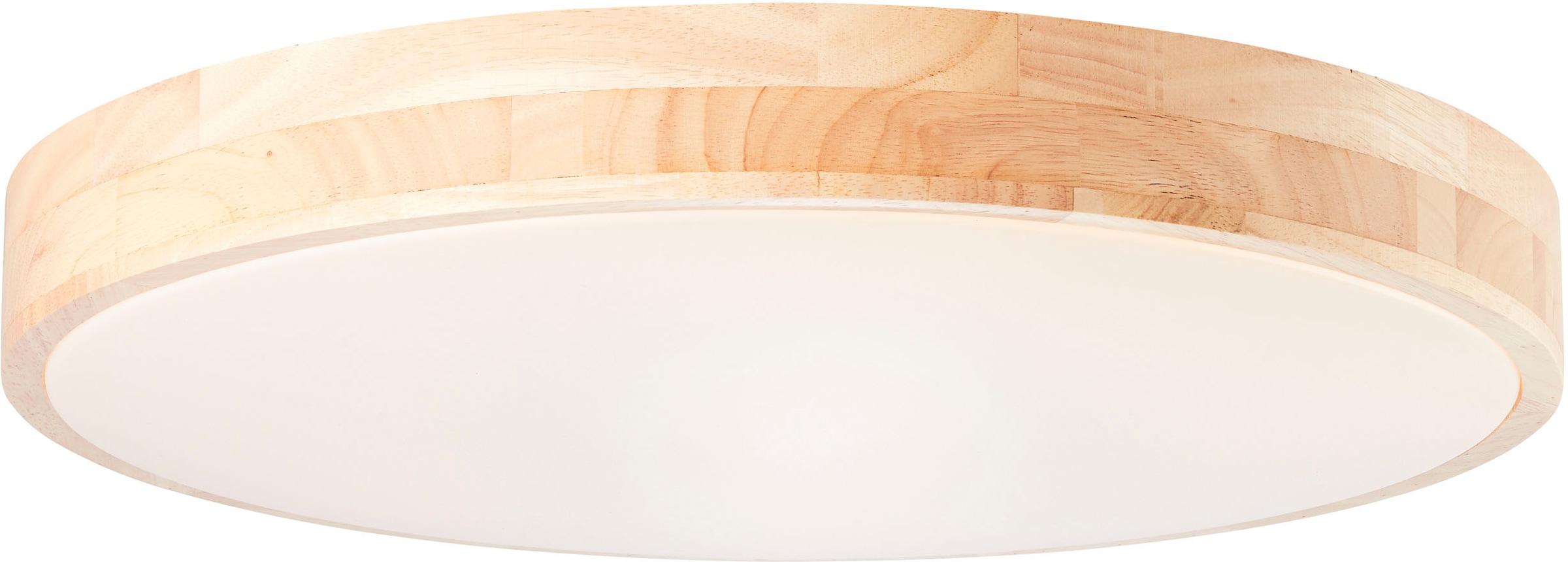 BRELIGHT LED Wandleuchte "Slimline", Ø 50cm H: 8cm, 1 Stk., weiß, Leuchten, D 50 cm, 3800 lm, 3000-6500 K, CCT, dimmbar, Holz hell/weiß