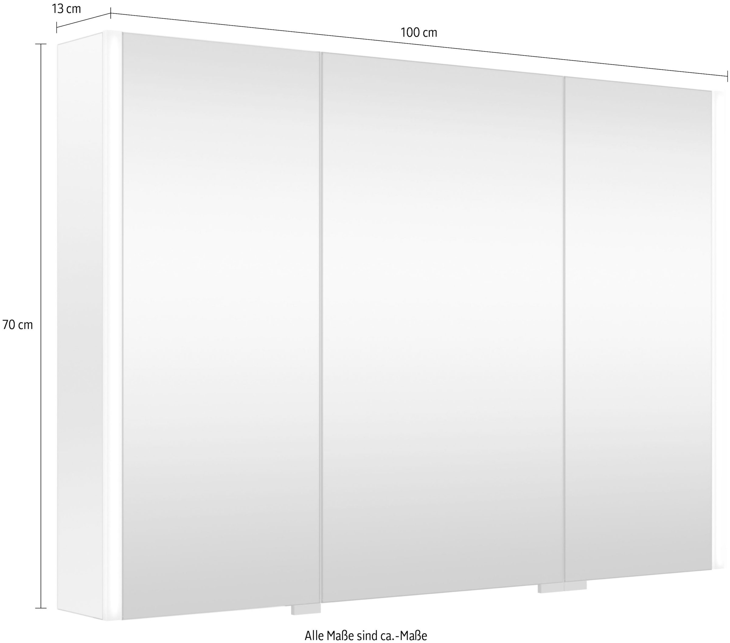 welltime Spiegelschrank »Ahus«, Mit Soft-Close-Funktion, inklusive Beleuchtung, Breite 100 cm, FSC®