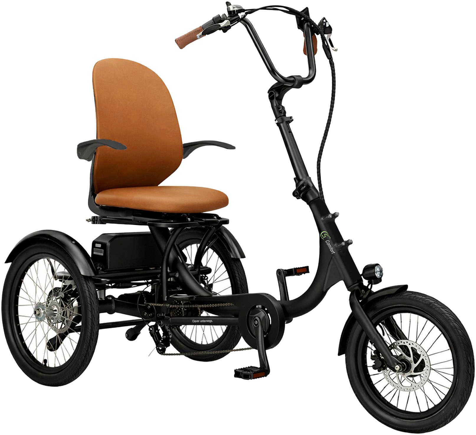SACHSENRAD E-Bike "T6 Comfort faltbar mit Alarmanlage", 50cm, 16 Zoll (40,64cm), braun, Elektrofahrräder