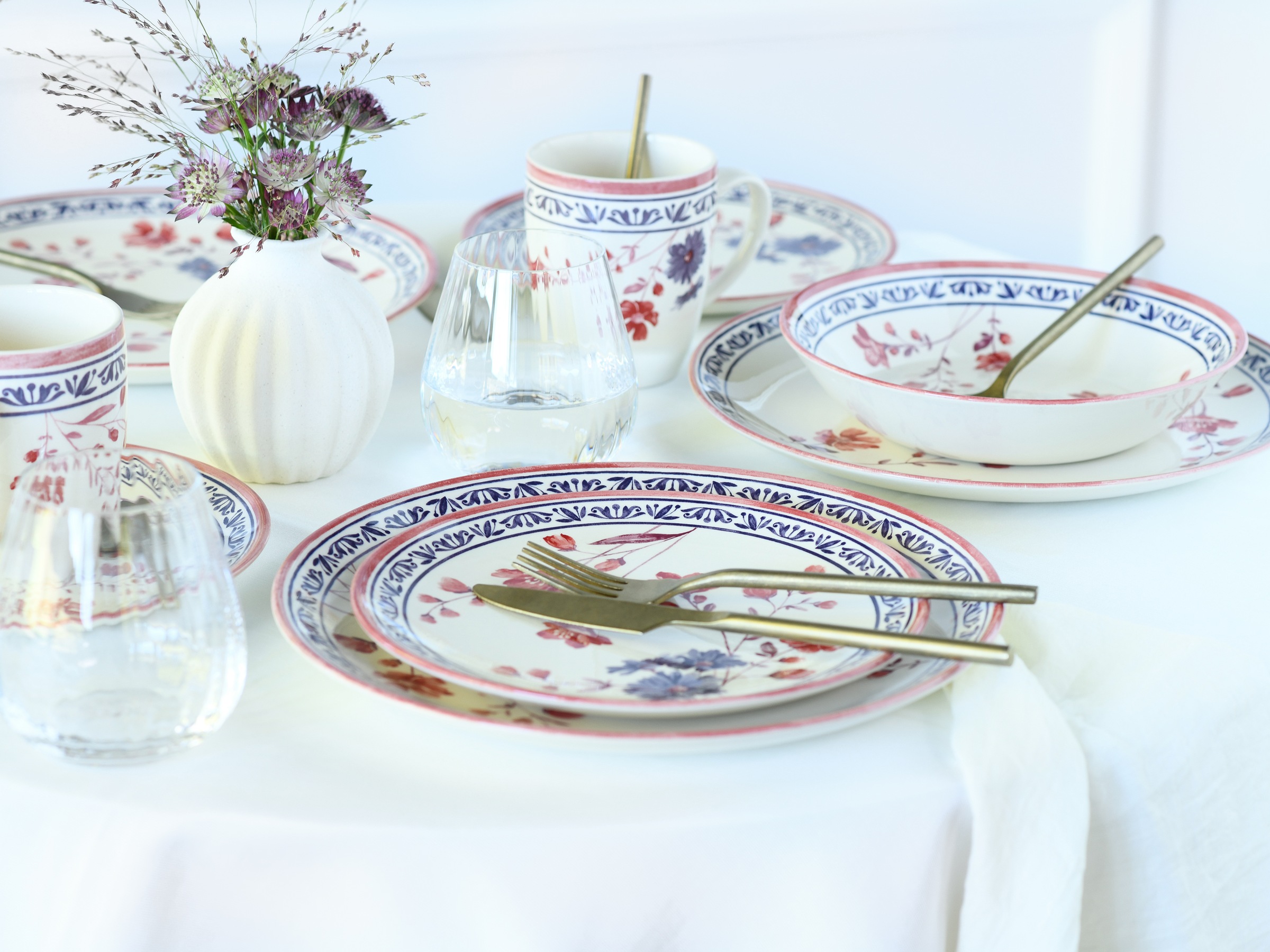 CreaTable Kombiservice »Cottage, Kombi-Service 16-tlg«, (Set, 16 tlg.), Blumenmotive
