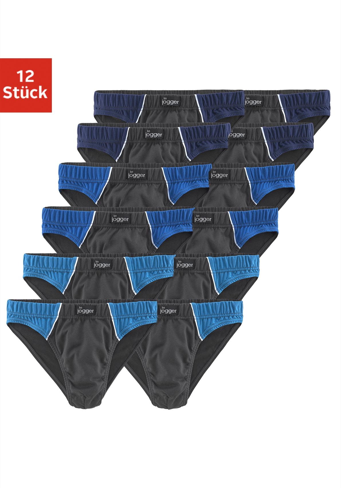 LE JOGGER Herren Slip, Gr. 9, blau, Jersey, Obermaterial: 100% Baumwolle, unifarben, Unterhosen, mit Farbhighlights