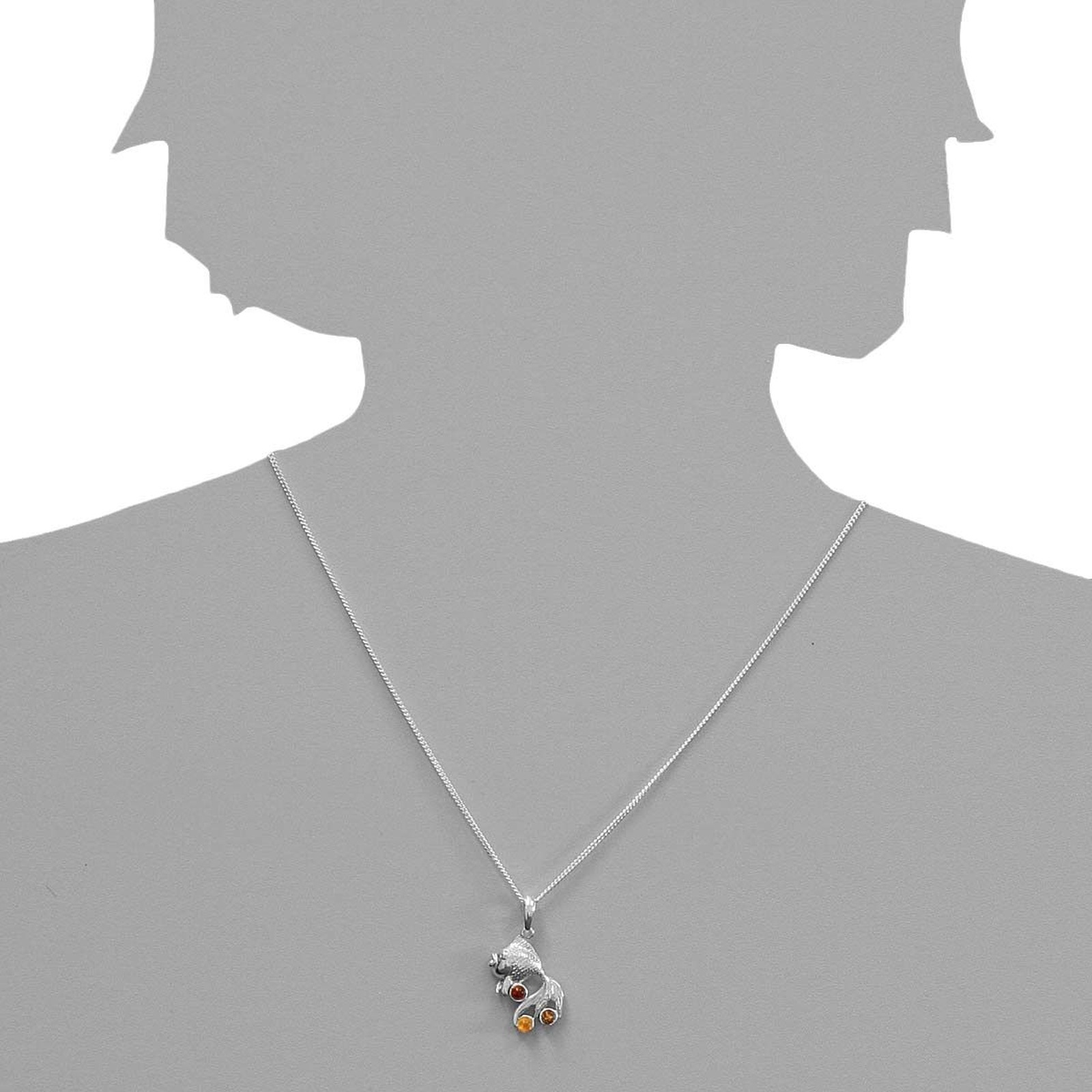 Ostsee-Schmuck Fish Pendant Silver 925 Amber Size 31 2