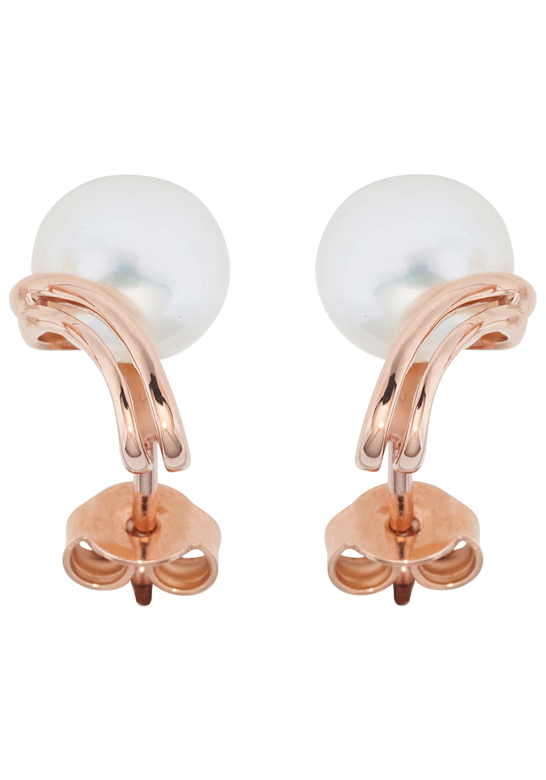 JOBO Perlenohrringe 585 Roségold mit Süßwasser-Zuchtperlen