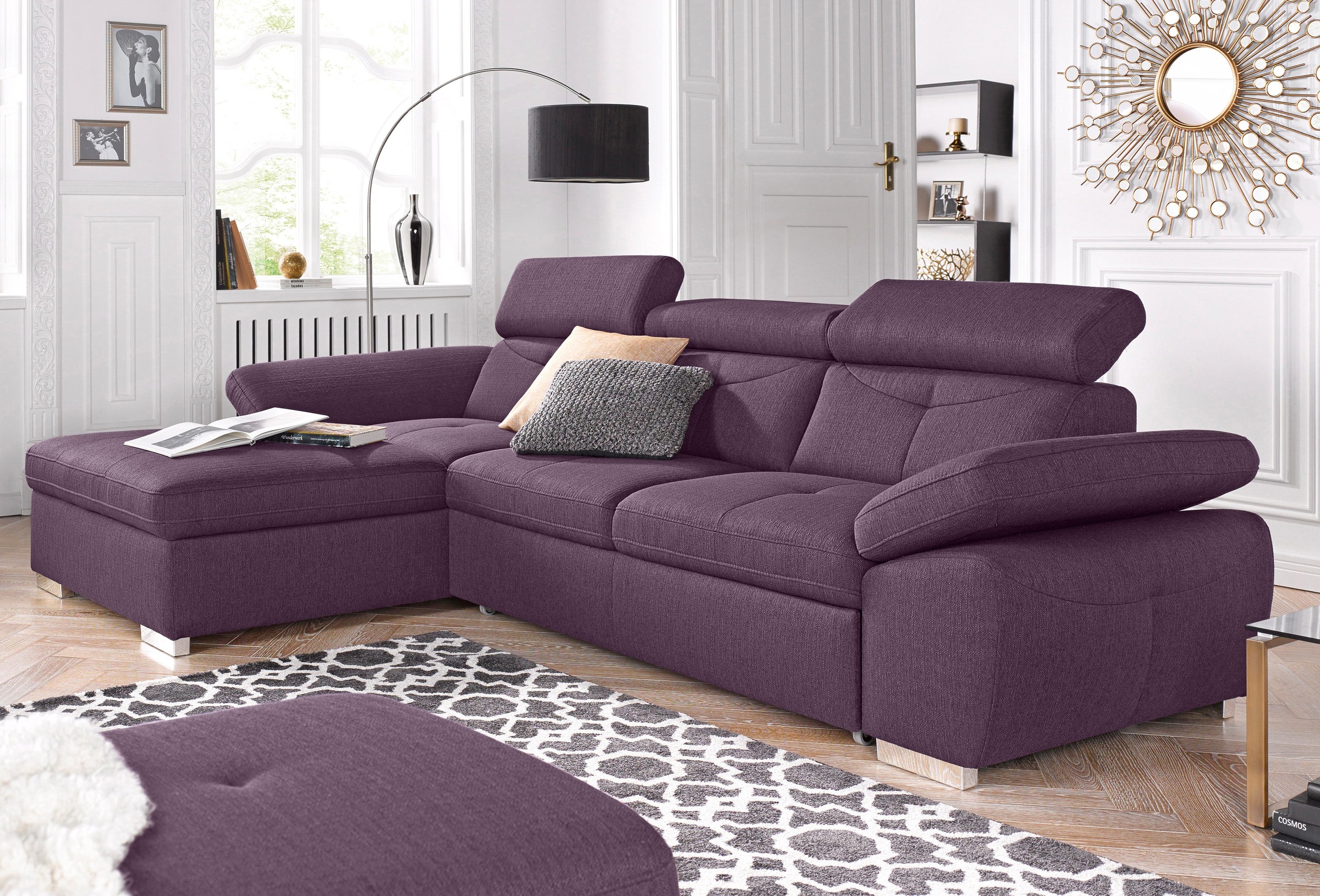 exxpo - sofa fashion Ecksofa »Spring, super bequem, mit Armteil- und Kopfteilfunktion, OTTOs Choice«, L-Form, wahlweise mit Bettfunktion und Bettkasten