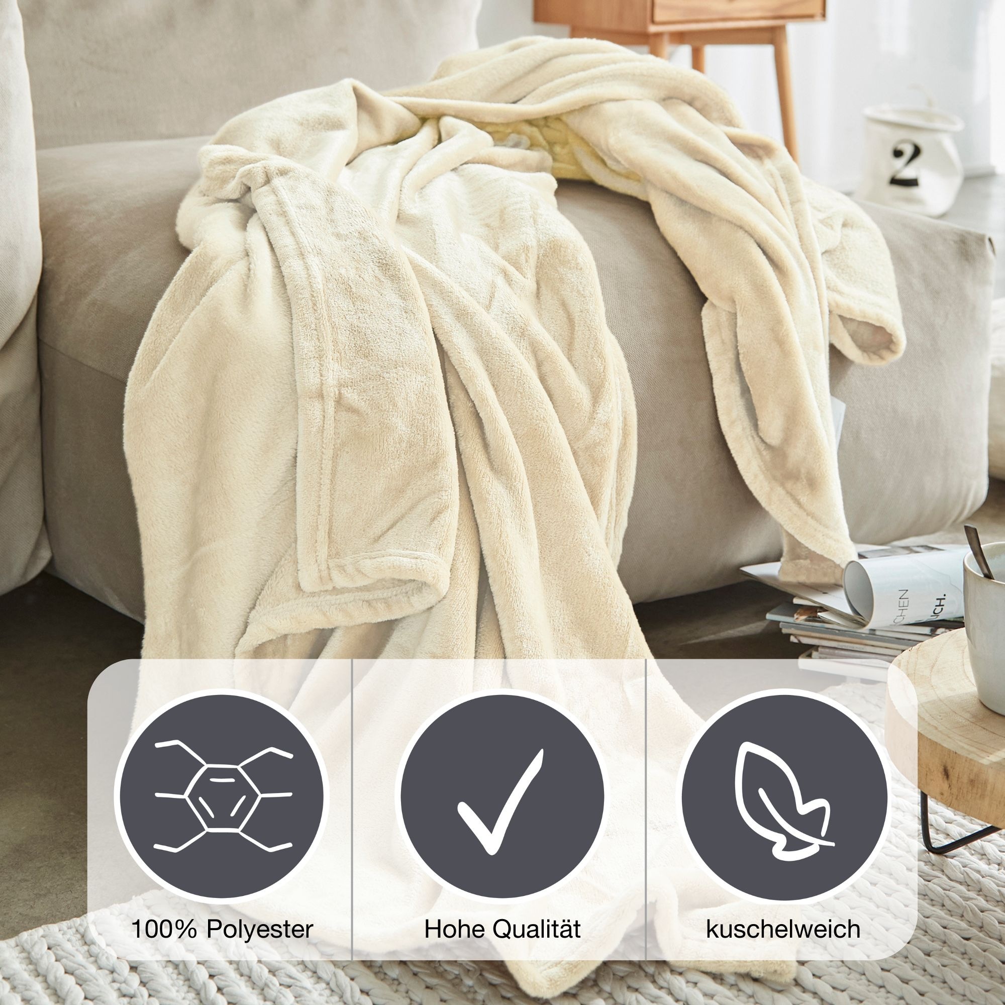 IBENA Wohndecke "Uni Fleecedecke Olbia" einfarbig schick, Kuscheldecke günstig online kaufen