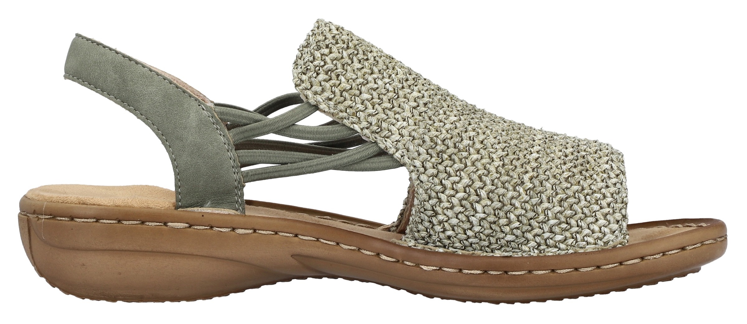 Rieker Sandale, Sommerschuh, Sandalette, Schlupfschuh mit seitlichen Gummizügen