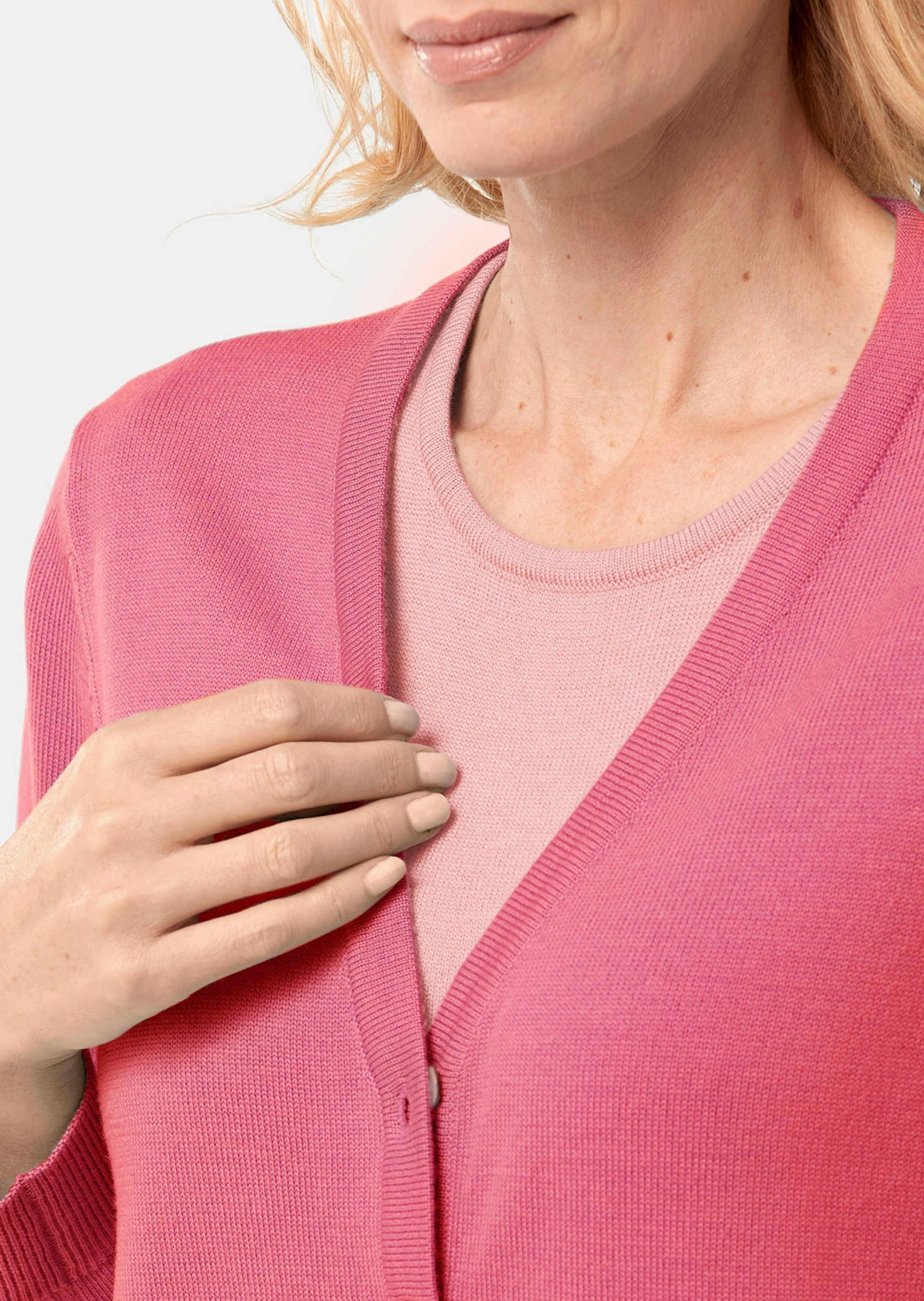 GOLDNER Strickjacke »Kurzgröße Uni Merino-Cardigan Langarm«